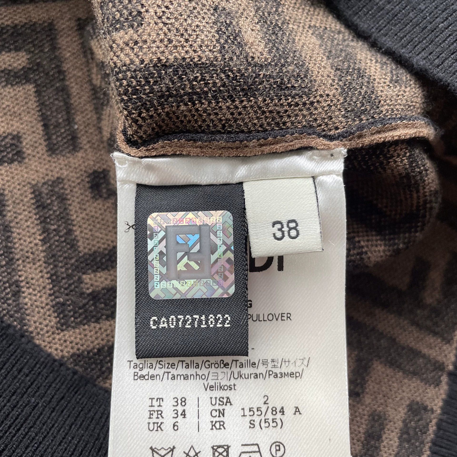 Fendi FENDI FF Logo All Over SS Knit Top W Brown 38 99N Size XS / US 0-2 / IT 36-38 - 6 Thumbnail