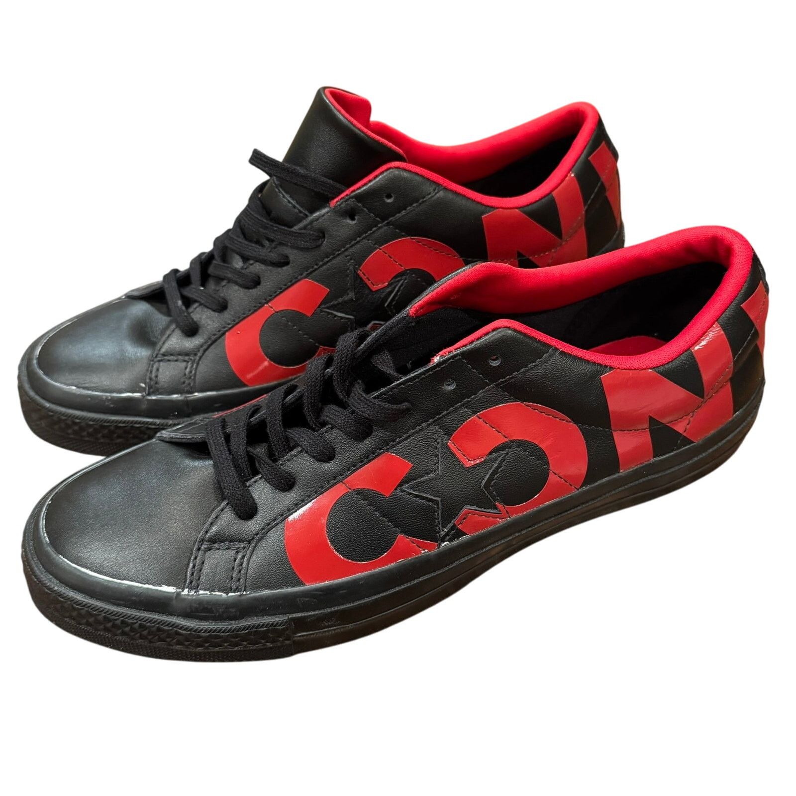 Converse Chuck Taylor Spellout Leather Shoes in Black, Men's (Size 10.5)