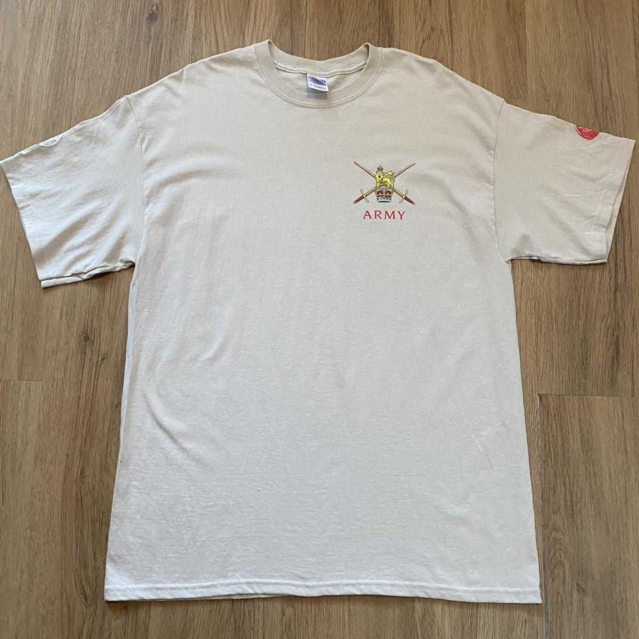 Gildan Cream cotton England Army T-shirt with red Size US XL / EU 56 / 4 - 1 Thumbnail