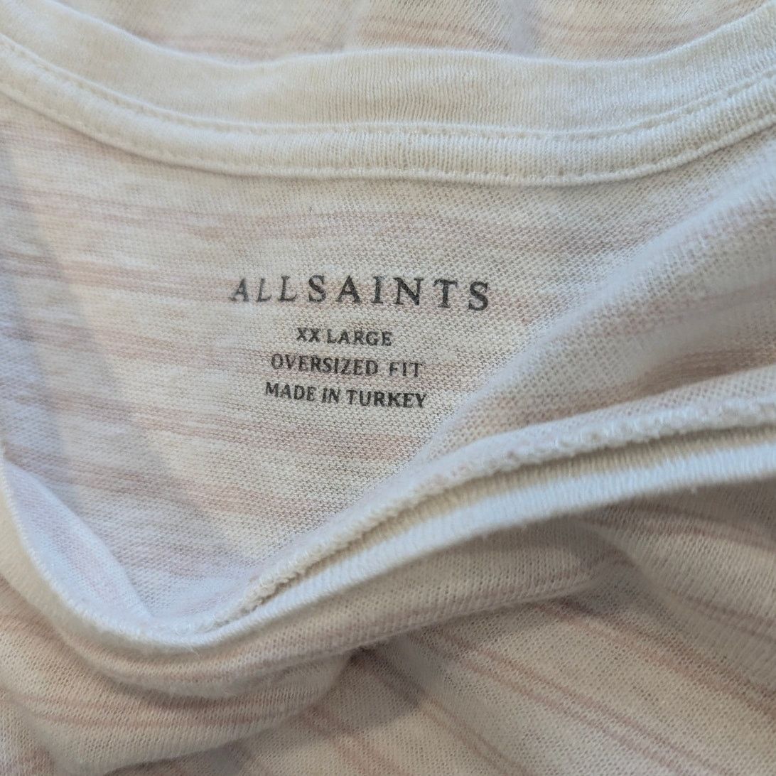 Allsaints All Saints Striped Cotton Linen Oversized Fit T-Shirt XXL Size XXL / US 16-18 / IT 52-54 - 4 Thumbnail