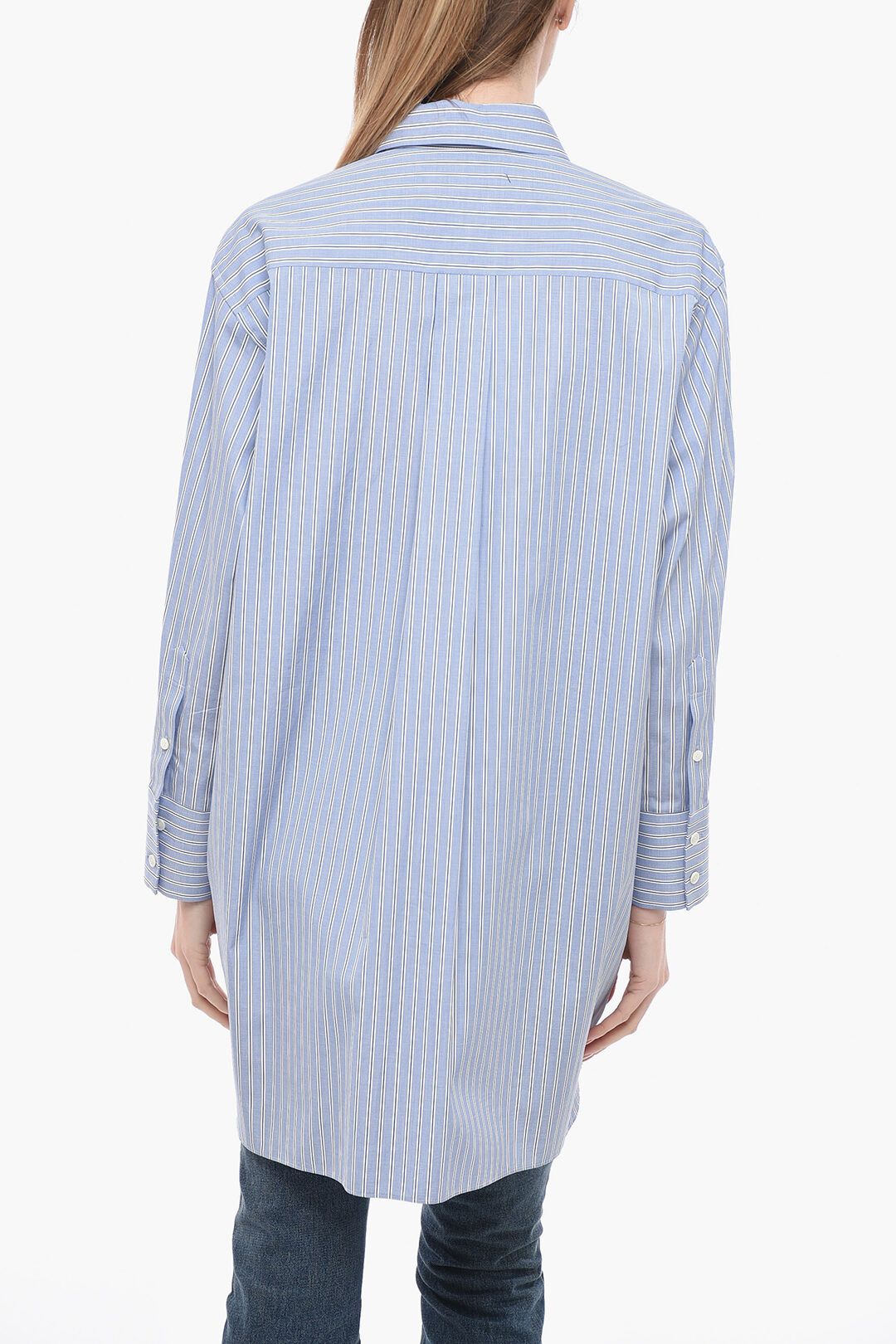 Sacai og1mm0724 Popeline Cotton Long Shirt in Light Blue Size M / US 6-8 / IT 42-44 - 2 Thumbnail