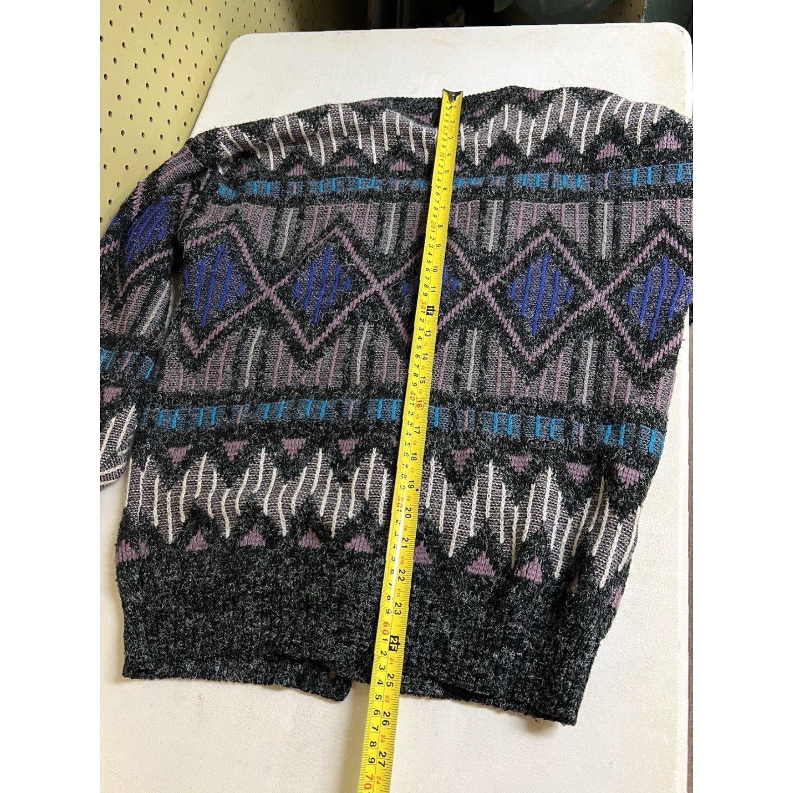 Vintage VINTAGE Santana Cardigan Geometric Pattern Long Sleeve Button V-Neck Mens M Blue 80s Size US M / EU 48-50 / 2 - 7 Thumbnail
