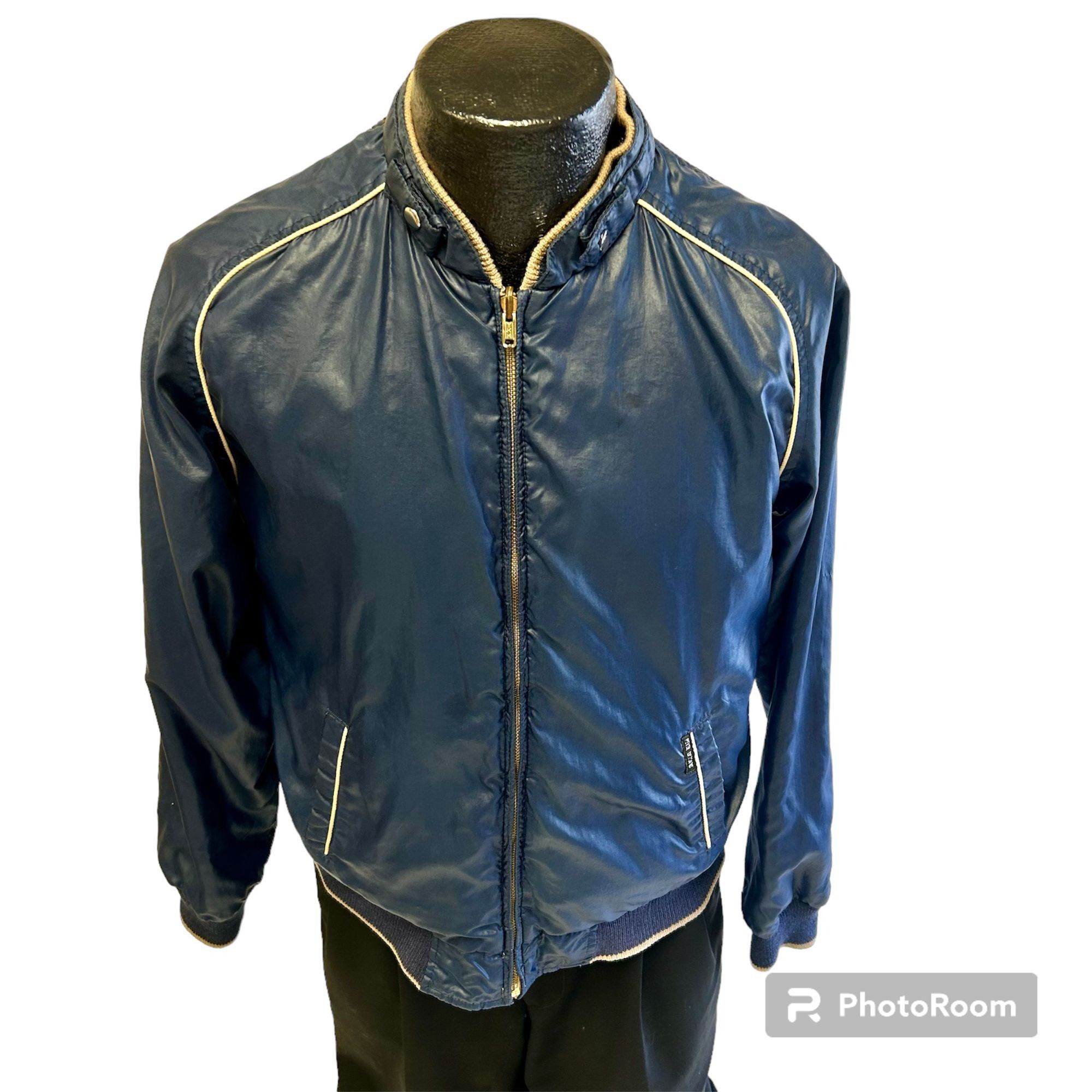 image of Unkwn 80's Peter England Reversible Cafe Racer Coat Moto Jacket S in Blue, Men's (Size Small)