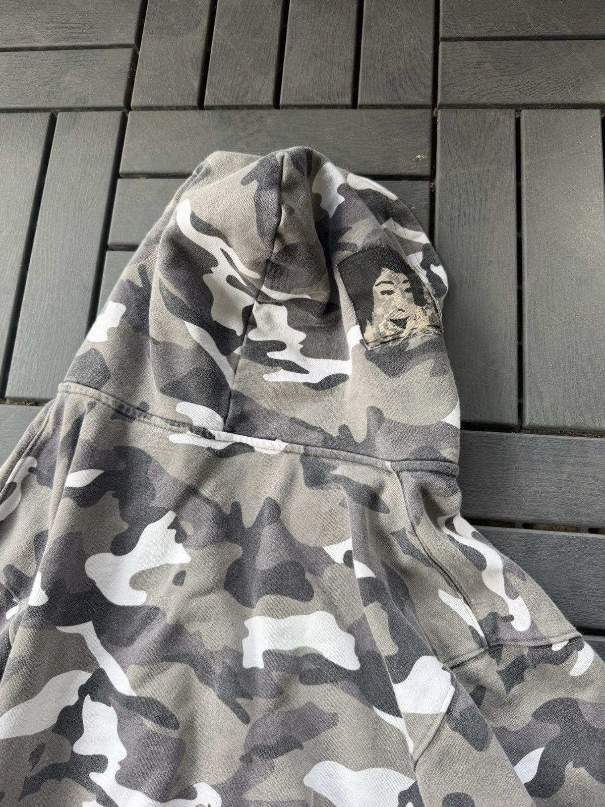 Other Grey camo zip up hoodie with embroidered flames Size US S / EU 44-46 / 1 - 5 Thumbnail