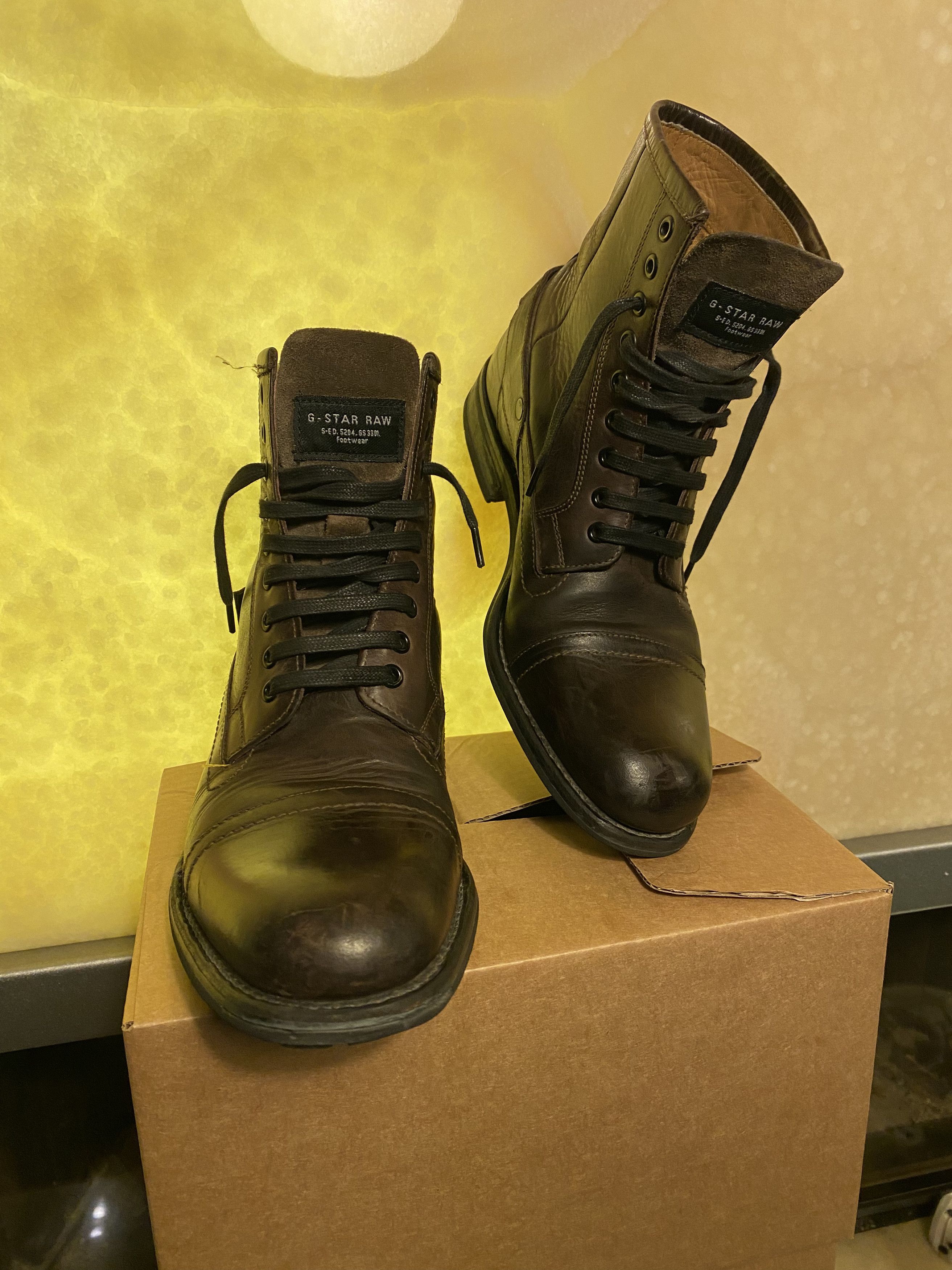 image of G Star Raw G-Star Raw Men's Leather Boots in Brown (Size 8)