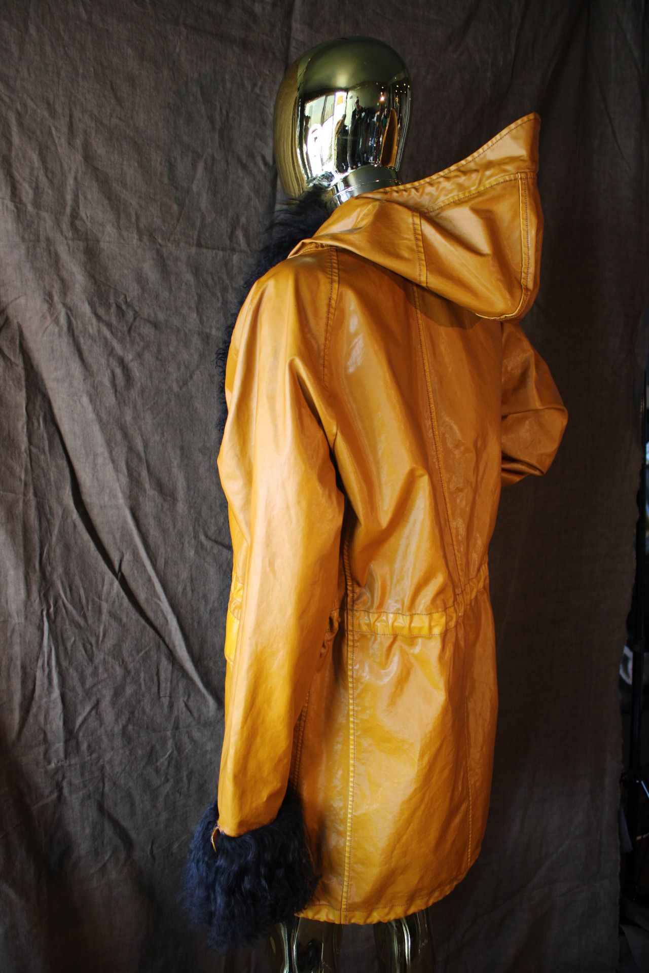 Other Vinyl Yellow Coat with real mongolian Fur Size US L / EU 52-54 / 3 - 7 Thumbnail