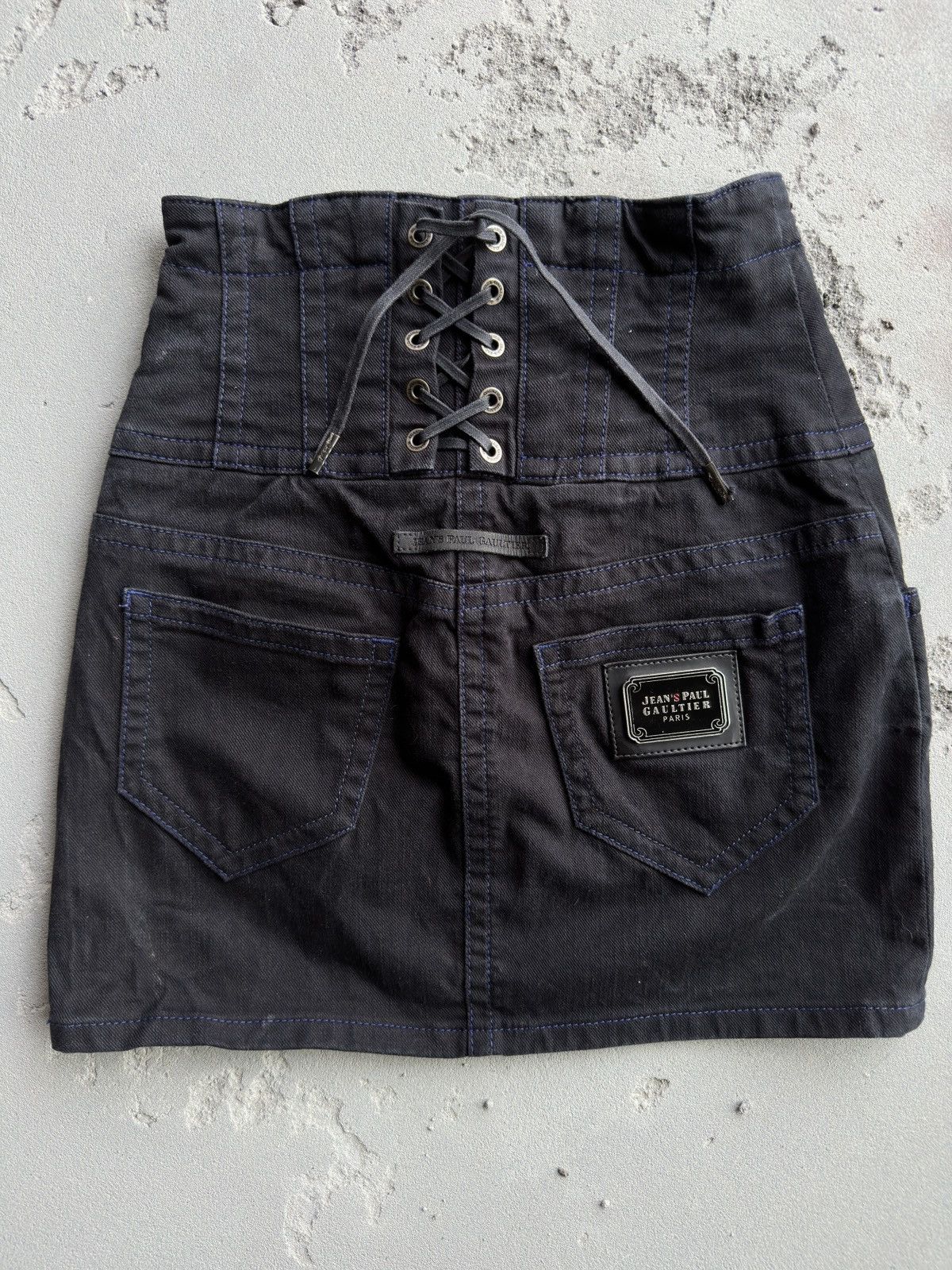 Jean Paul Gaultier Jean Paul Gaultier Jeans Black Denim Corset Mini Skirt S Size 28" / US 6 / IT 42 - 2 Thumbnail