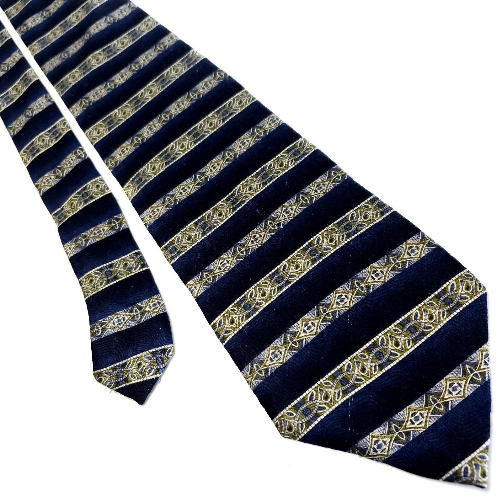 Vintage Honors Beige Black Silk Tie Woven Nordic Size ONE SIZE - 1 Thumbnail