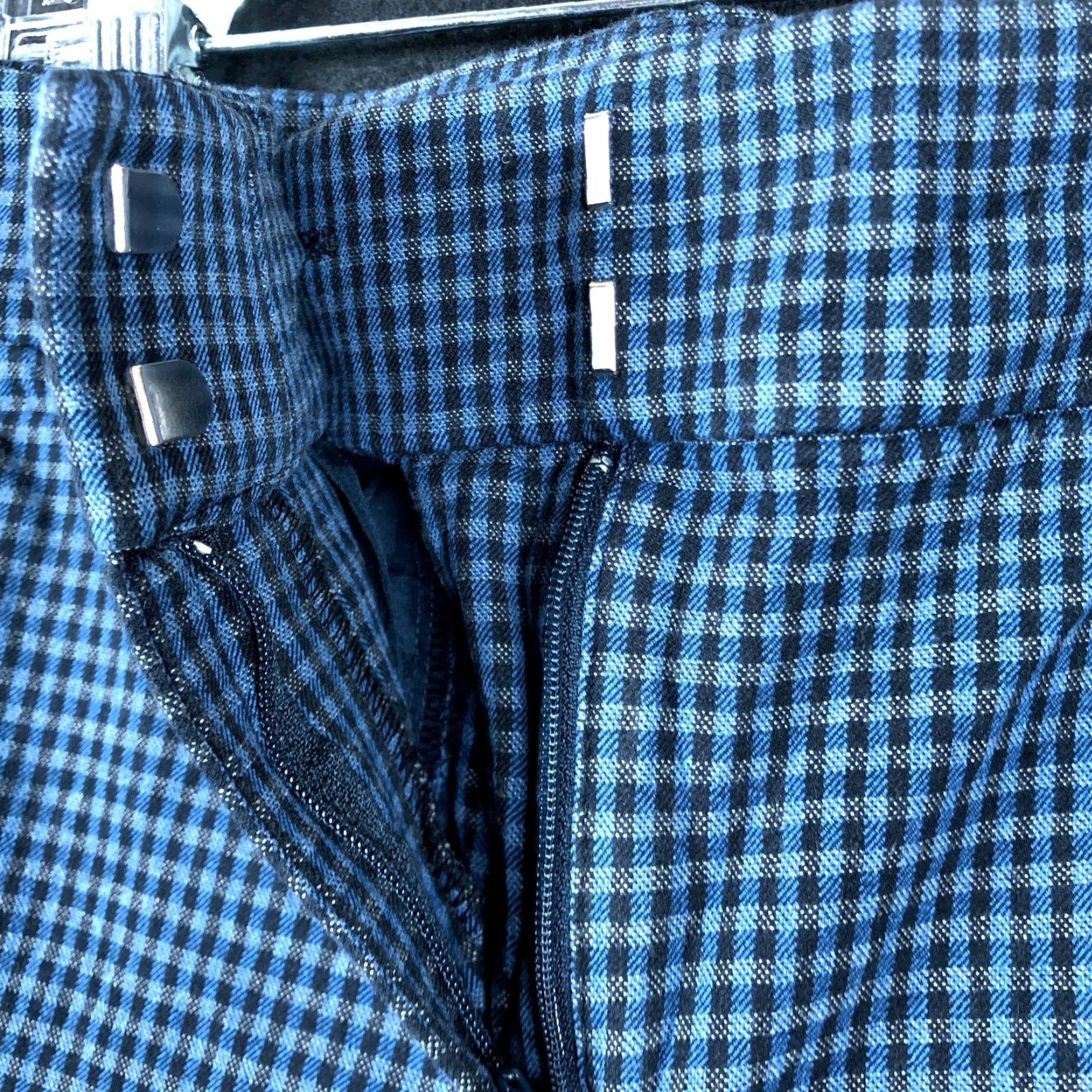 Loft VINTAGE LOFT Womens Pants Blue Black Gingham Petite Mid Rise Marisa Stretch 6P Size 28" / US 6 / IT 42 - 4 Thumbnail