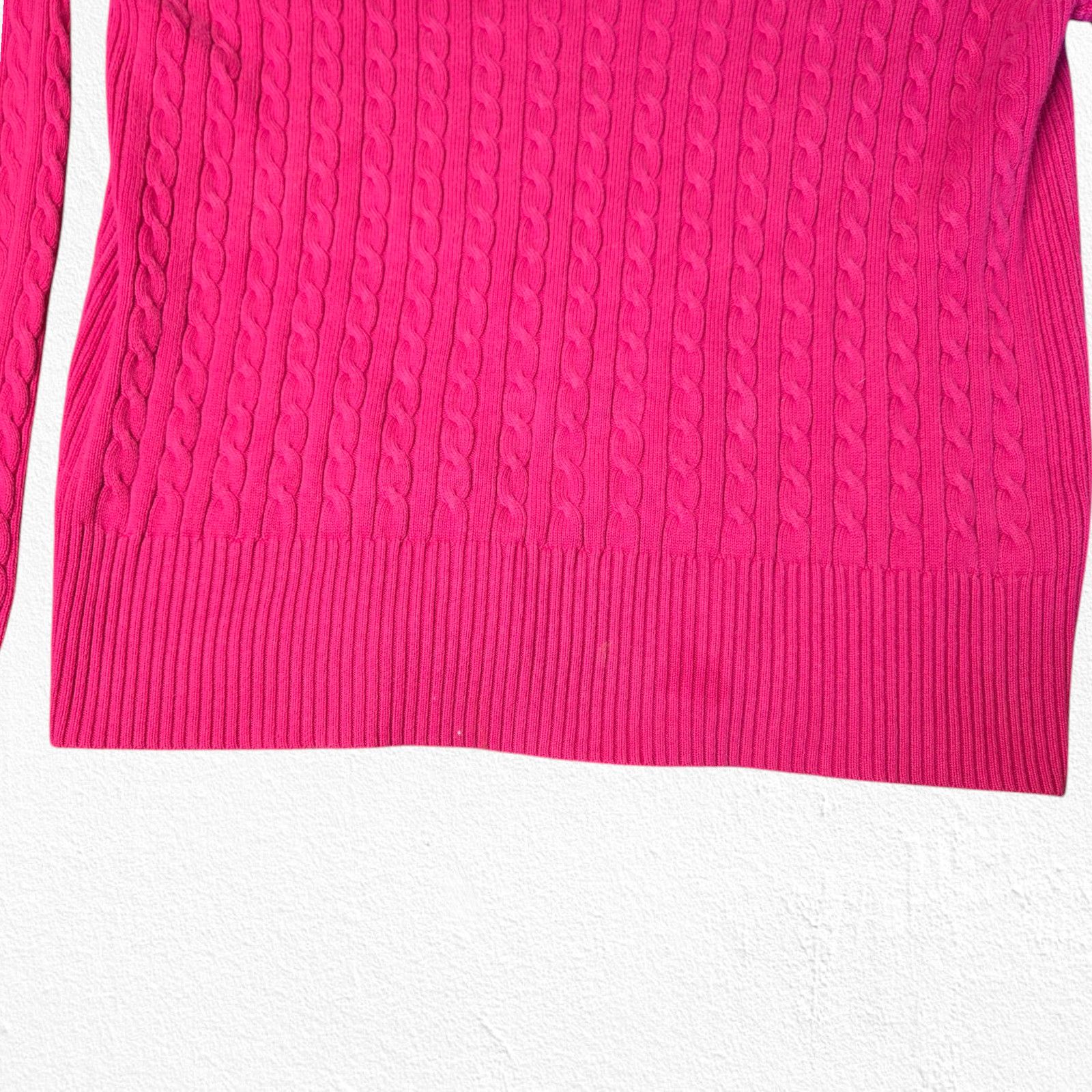 Tommy Hilfiger Y2K Tommy Hilfiger Hot Pink Cable Knit Sweater Size Large Size L / US 10 / IT 46 - 5 Thumbnail
