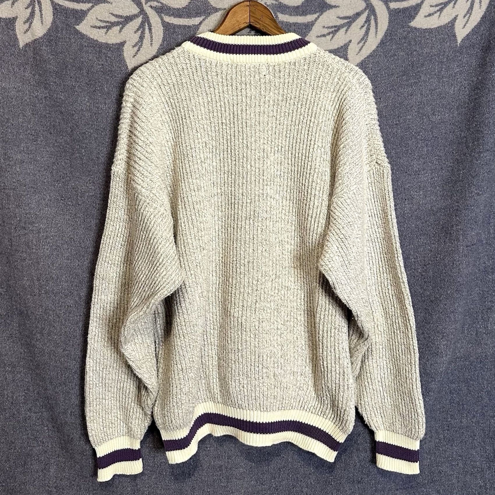 Eddie Bauer VINTAGE Eddie Bauer Sweater Crew Neck Knit Mens XL Beige Purple 80s 90s Outdoor Heavyweight Pullover Size US XL / EU 56 / 4 - 5 Thumbnail