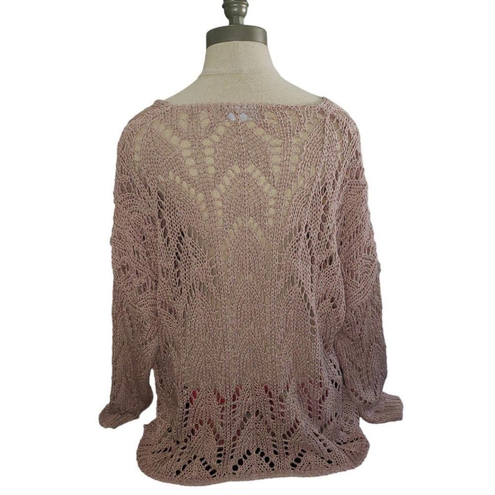 Designer CT777 Tina Stephens Italian Pink V-neck Crocheted Sweater S Size S / US 4 / IT 40 - 4 Thumbnail