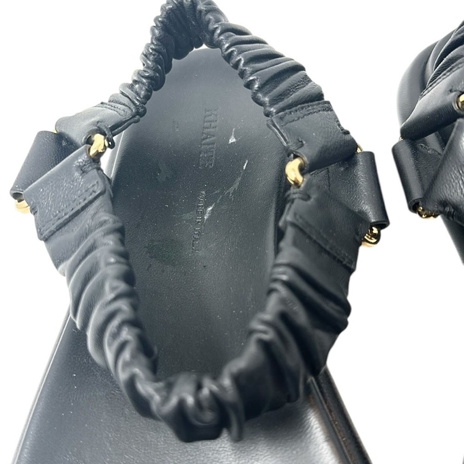 KHAITE Khaite Puglia Sandals Black Leather Elasticized Strap Shoes Size US 8 / IT 38 - 6 Thumbnail