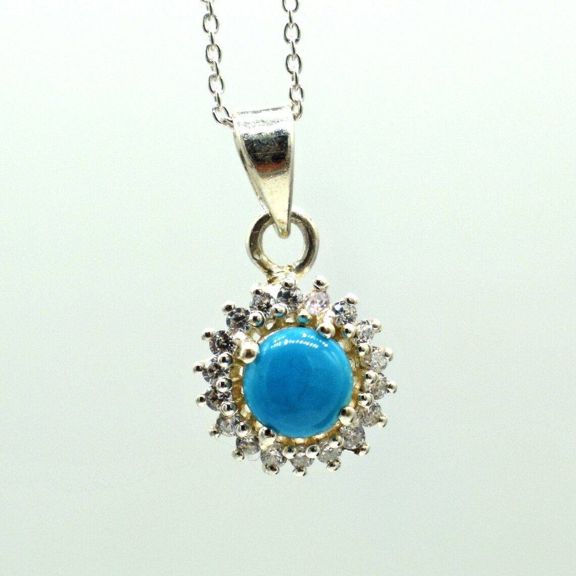 Handmade Arizona Turquoise 925 Silver Necklace, Birthstone Jewelry Size ONE SIZE - 4 Thumbnail