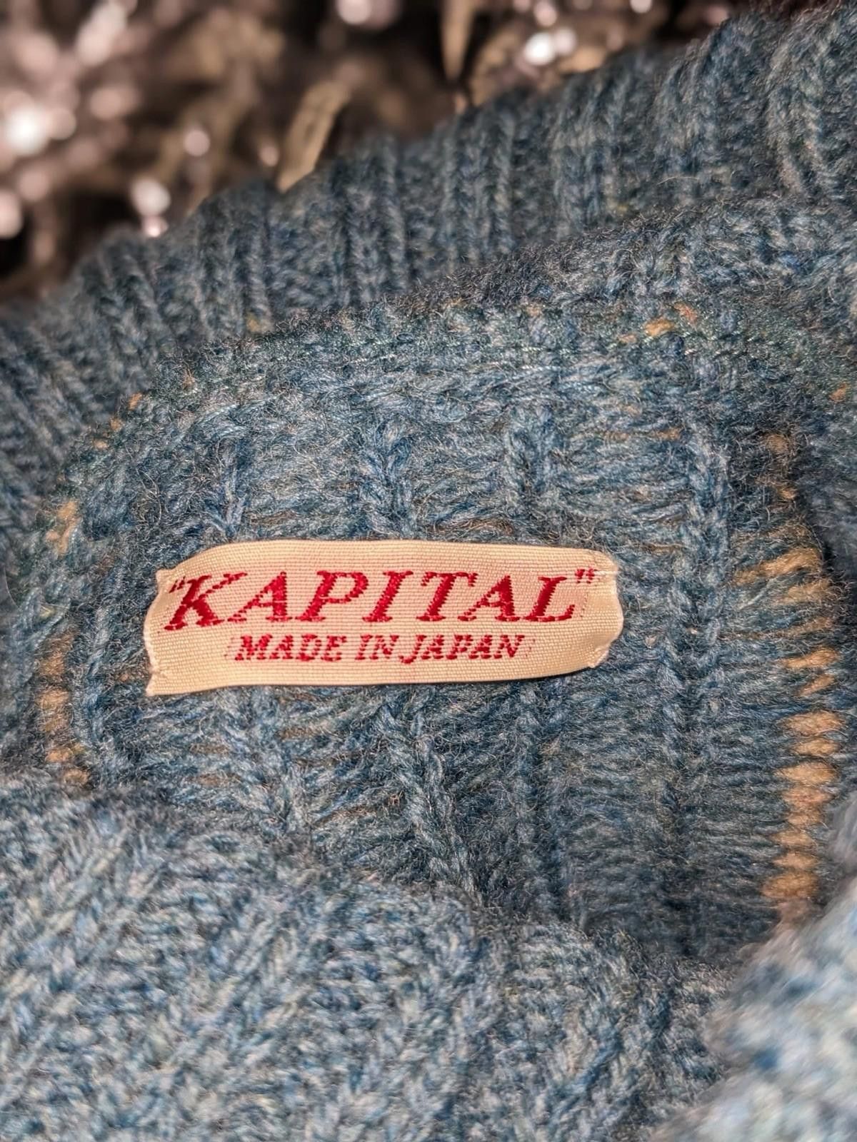 Kapital Kapital 5G Bone Knit High Neck Sweater Blue Size 3 Size US L / EU 52-54 / 3 - 7 Thumbnail