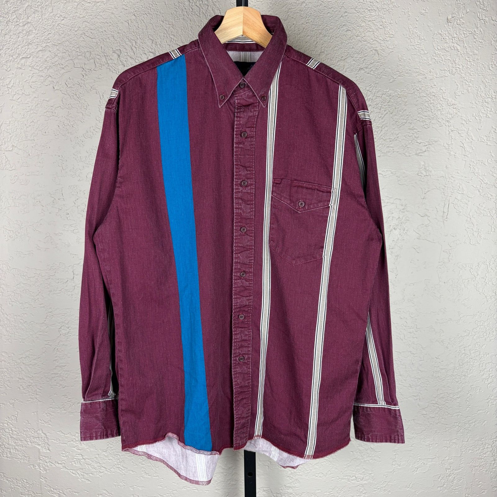 Wrangler Brushpopper Blue Stripe X-Long Tails Large Shirt