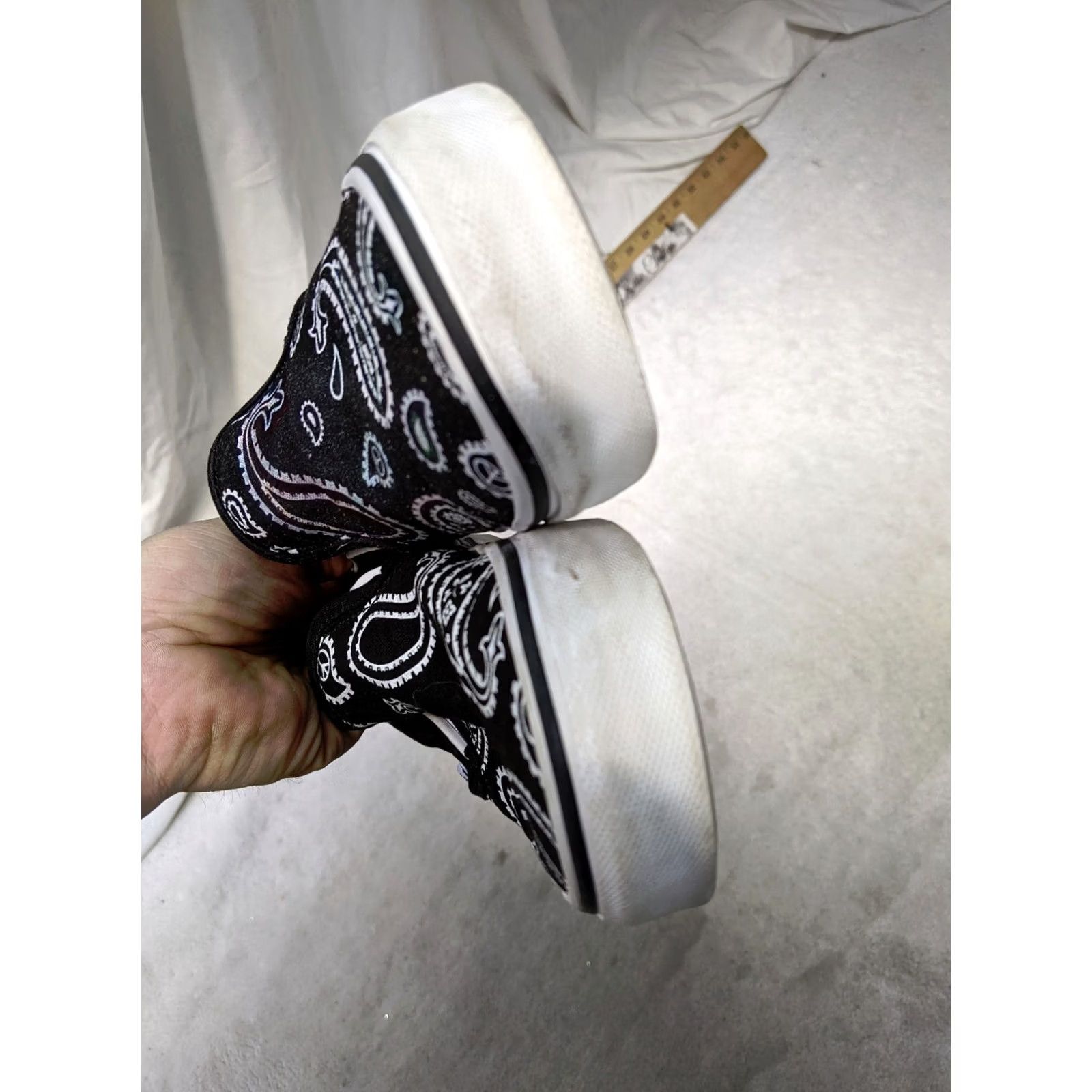 Vans Vans Slip-On Sneakers Womens 6 Black White Paisley Canvas Low Top Coloring Size M / US 6-8 / IT 42-44 - 7 Thumbnail