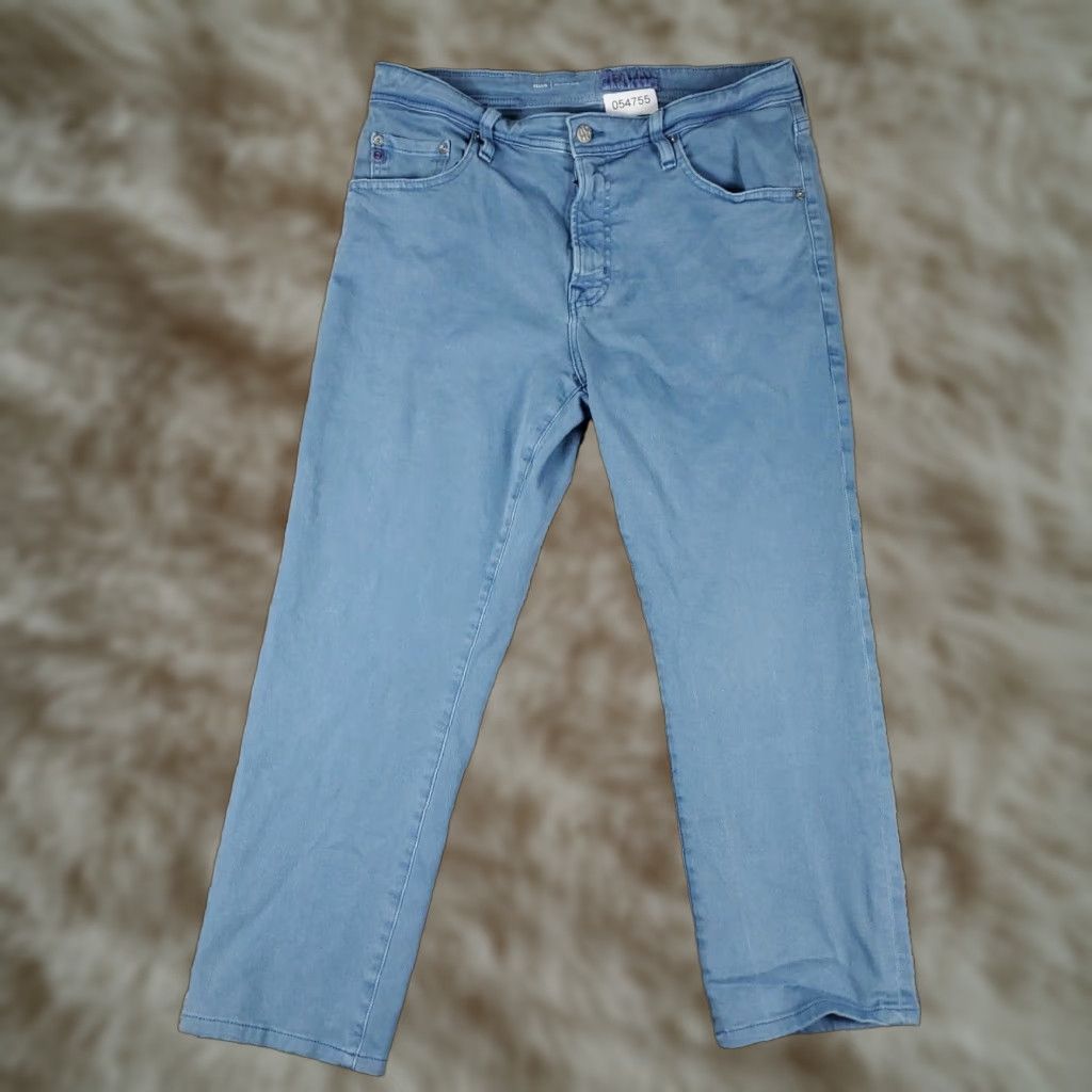 Vintage AG Adriano Goldschmied Mens Blue Straight Jeans 33x26 Regular Fit Cotton Denim Pants Mens Size US 33 - 1 Thumbnail