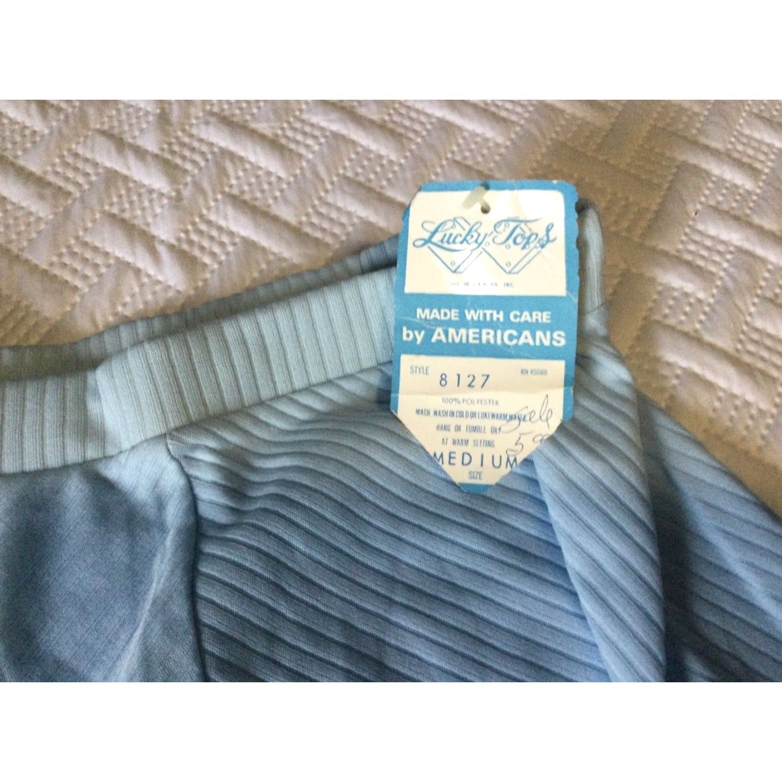 Vintage VINTAGE 70s Lucky Tops Knit Blue Textured Flared Skirt Medium Casual Womens Size 32" / US 10 / IT 46 - 3 Thumbnail