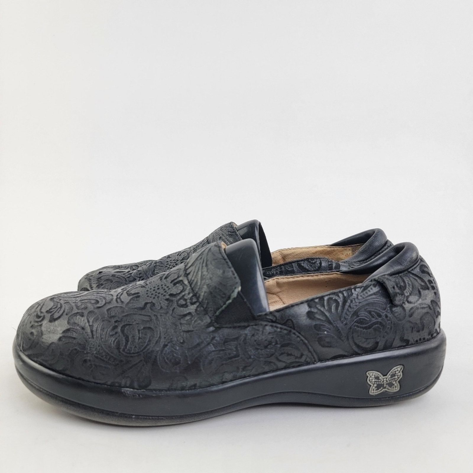 Designer Alegria Keli PRO Black Paisley Slip On Loafer Platform Clogs Size US 7 / IT 37 - 5 Thumbnail