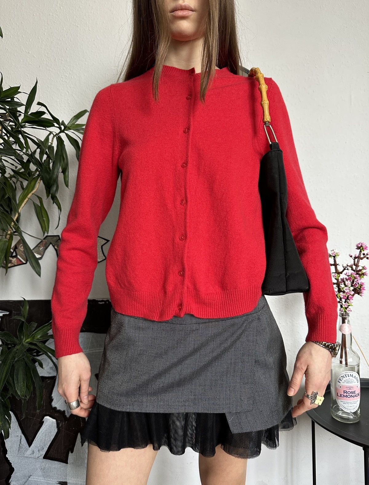 Vintage Cute Babydoll Vintage 90s Wool Red Knit Cardigan Size L / US 10 / IT 46 - 4 Thumbnail