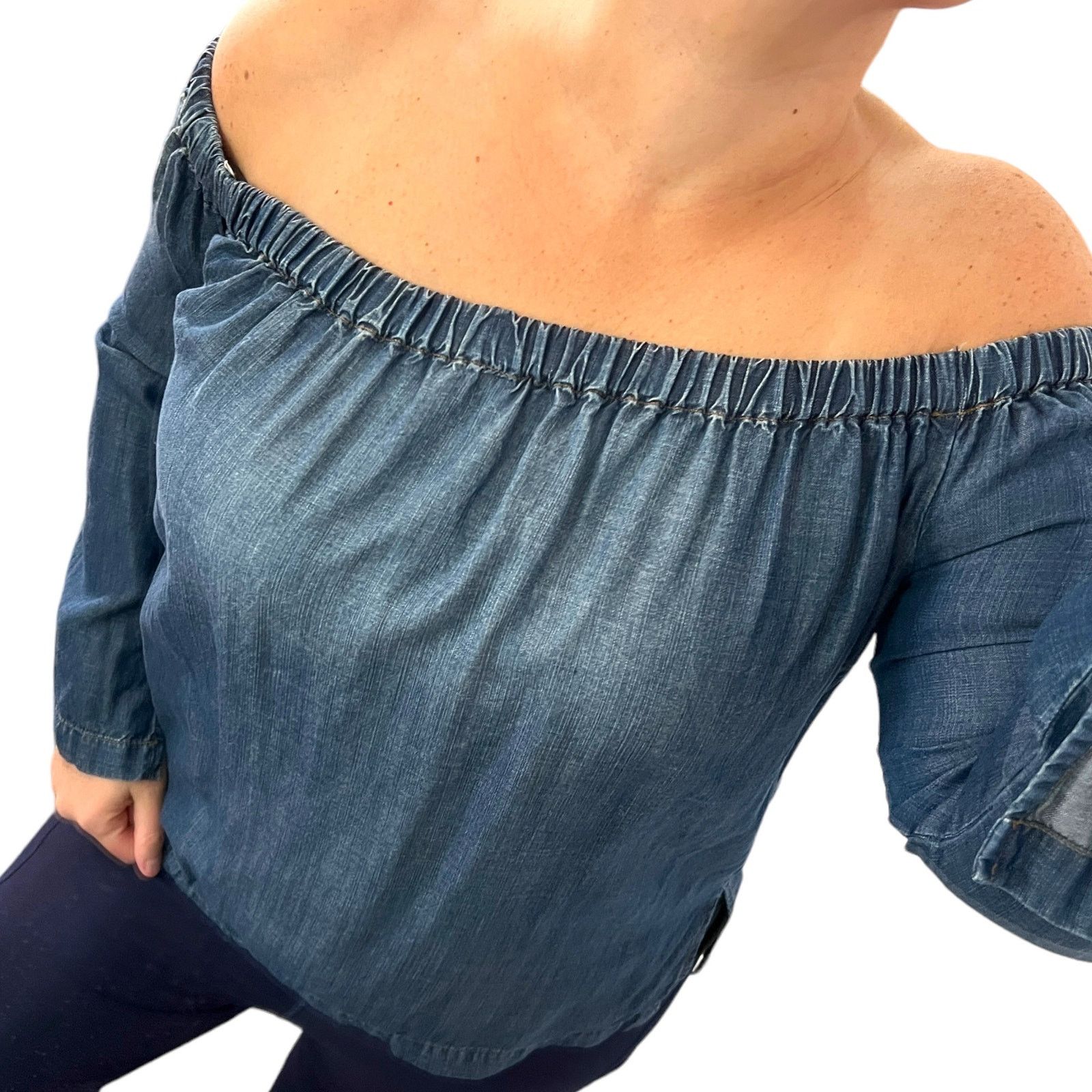Other Cloth & Stone Off Shoulder Split Sleeve Side Chambray Top Size S / US 4 / IT 40 - 10 Thumbnail