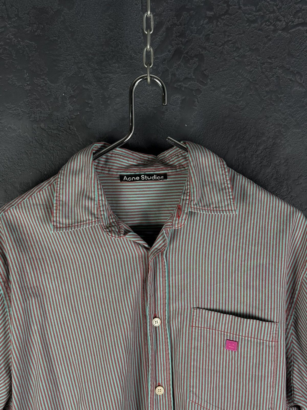 Acne Studios Acne Studios - Oversized Logo-Appliquéd Striped Cotton Shirt Size US S / EU 44-46 / 1 - 6 Thumbnail