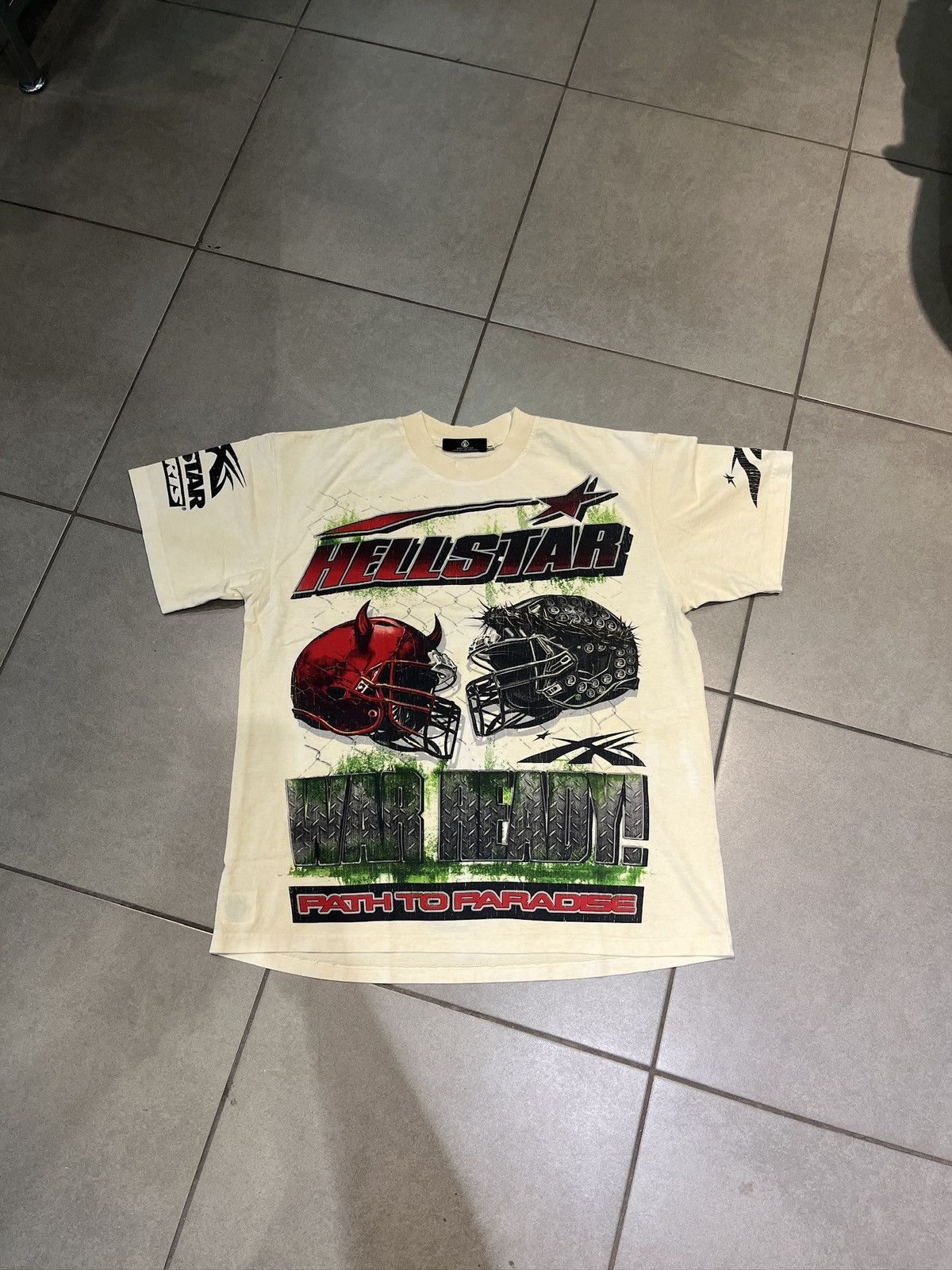 image of Hellstar War Ready Tee in Cream, Men's (Size Large)