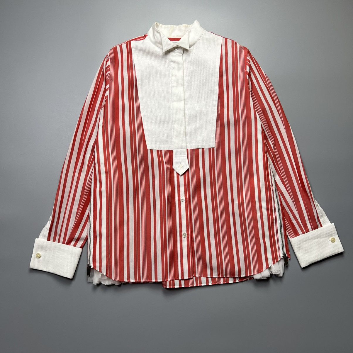 Designer × Japanese Brand × Sacai Sacai - Bib Zip Gusset Pleated - Longsleeve Size XS / US 0-2 / IT 36-38 - 1 Thumbnail
