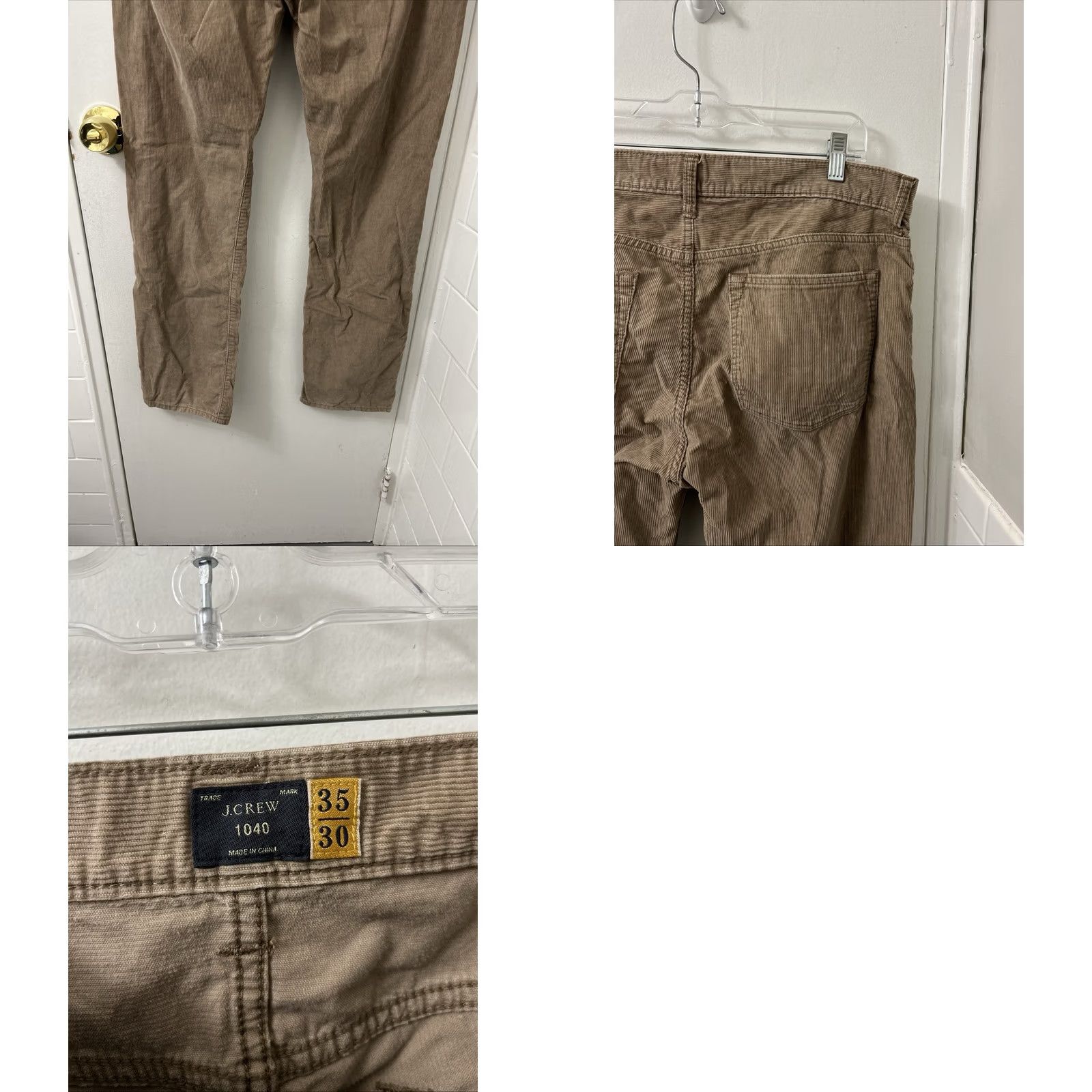 J.Crew 2. I've focused on the core keywords: "Corduroy," "J.Crew 1040," "Tan," "Relaxed Fit," "Pockets," "Mens Size 35/30," and "Classic Casual. Size US 35 - 8 Thumbnail