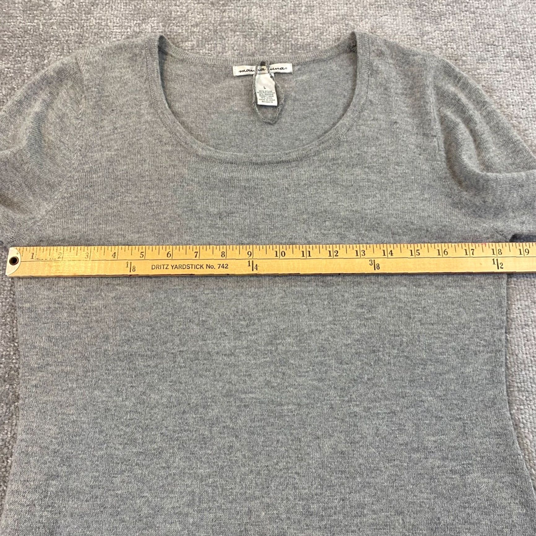 Vintage Marina Luna Sweater Women Large Gray Angora Wool Blend Knit Pullover Crew Neck Long Sleeve Womens Size L / US 10 / IT 46 - 4 Thumbnail