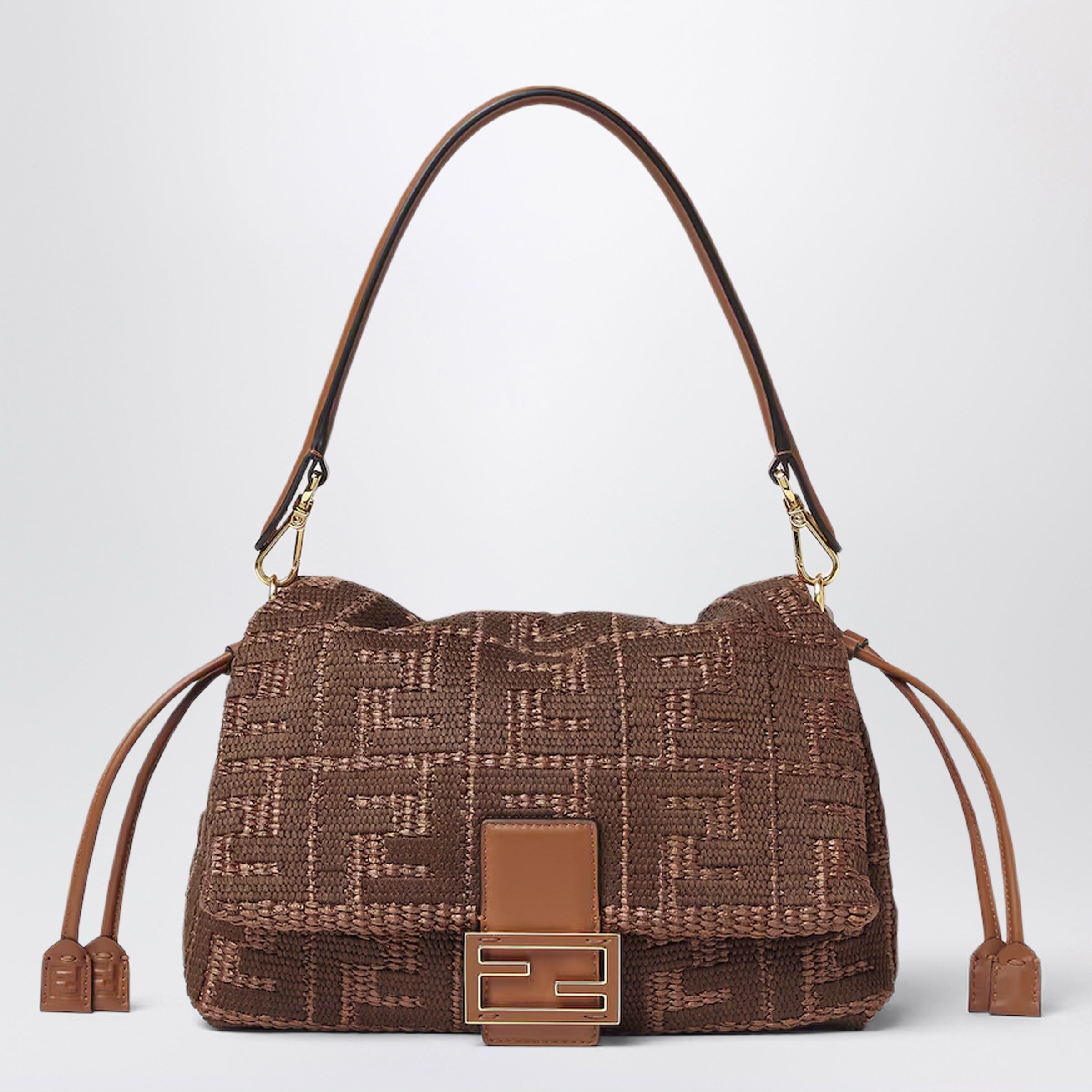 Fendi Fendi Medium Baguette Mumsâ€ Bag In Woven Raffia With Ff Sellier Embroidery Size ONE SIZE - 1 Thumbnail