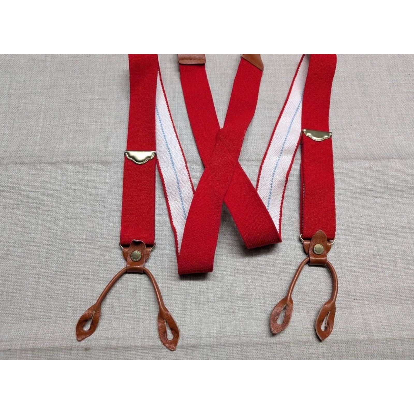 Vintage VINTAGE suspenders MEN ONE SIZE Canvas Suspender Red SPORTSMAN elastic canvas SUSPENDERS braces police pants 90s hunting event theme Mens Size US 35 - 5 Thumbnail
