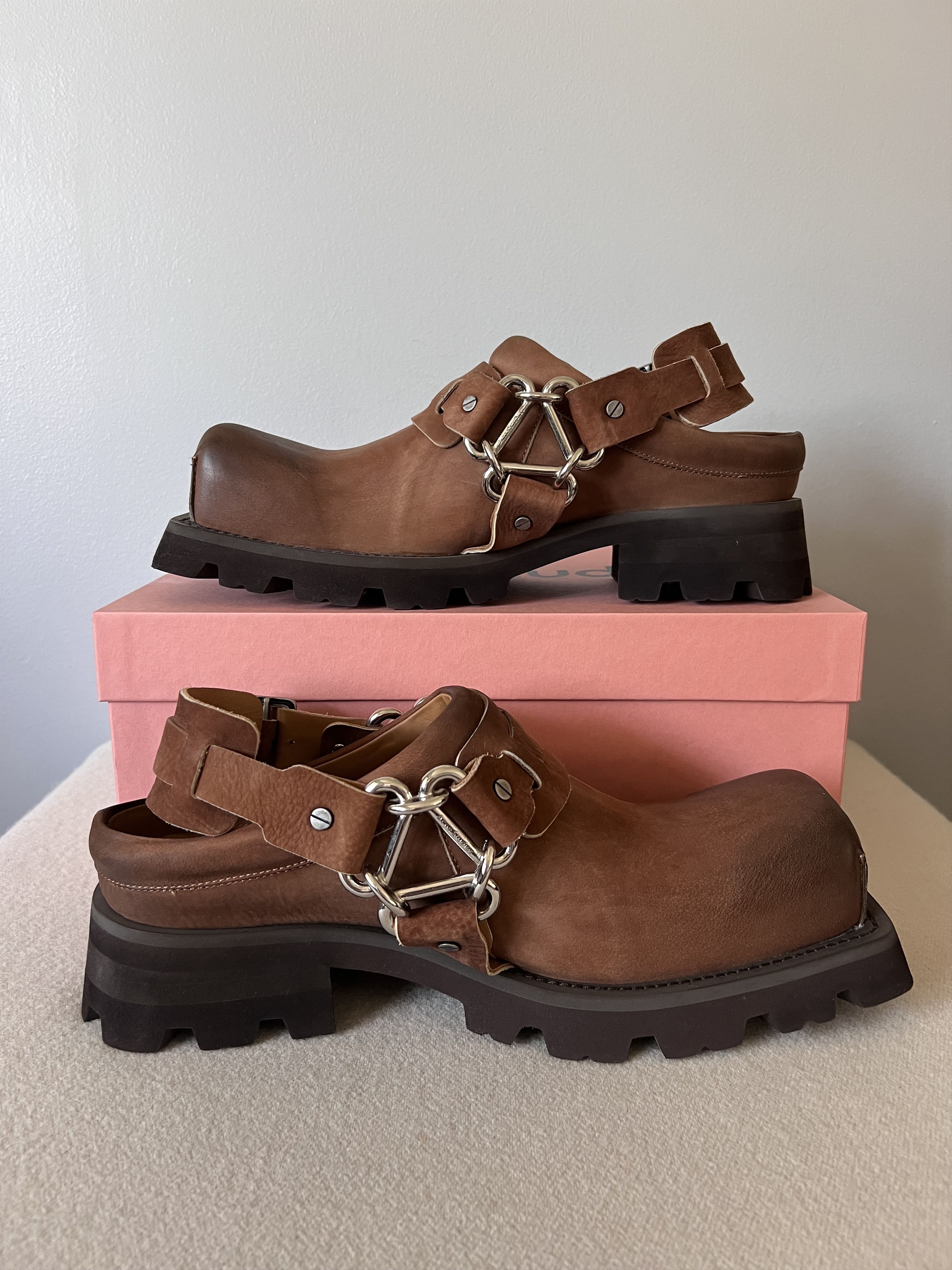 Acne Studios Acne Studios Buckle Leather Mules in Brown Size US 12 / EU 45 - 3 Thumbnail