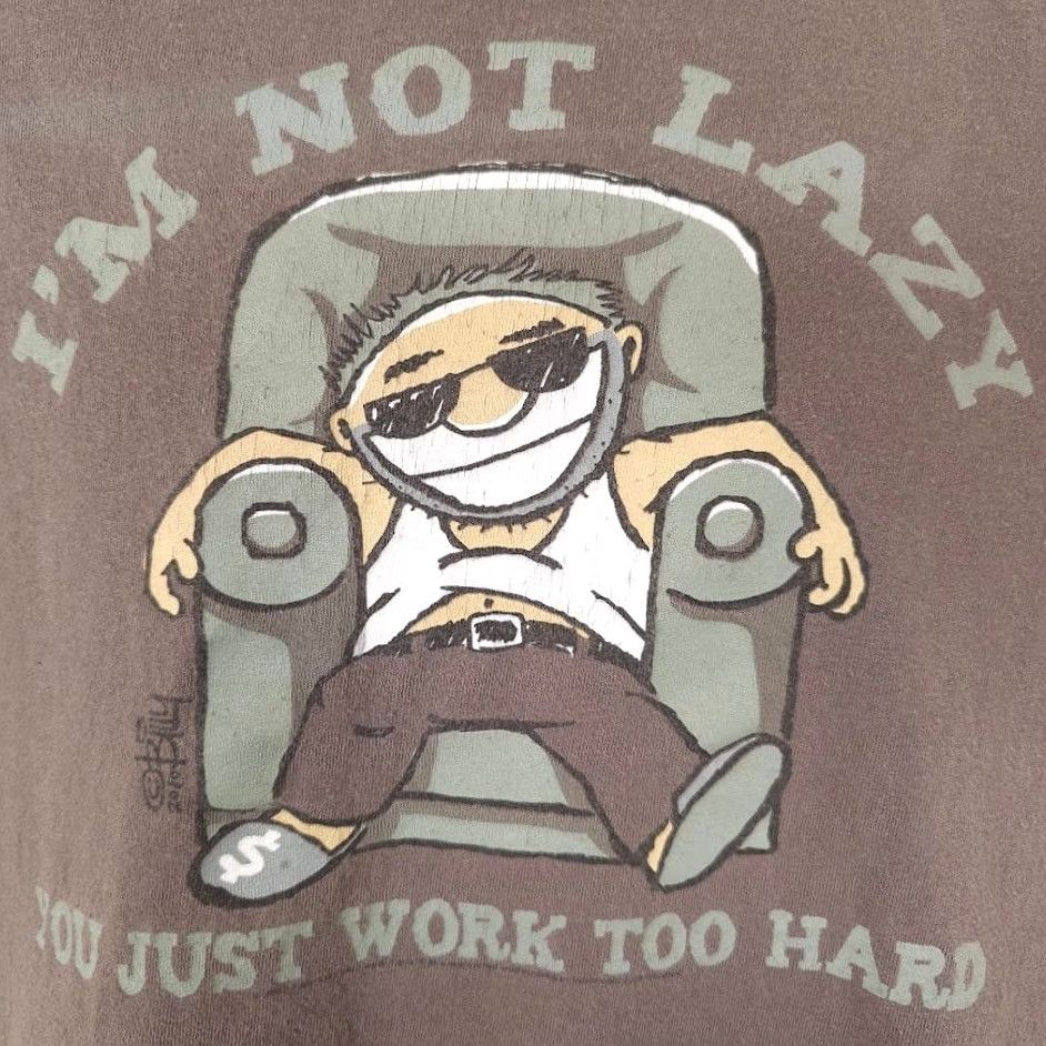 Delta Im Not Lazy T Shirt Mens Large Brown You Just Work Too Hard Delta Crew Neck Short Sleeve Cotton Shirt Size US L / EU 52-54 / 3 - 3 Thumbnail