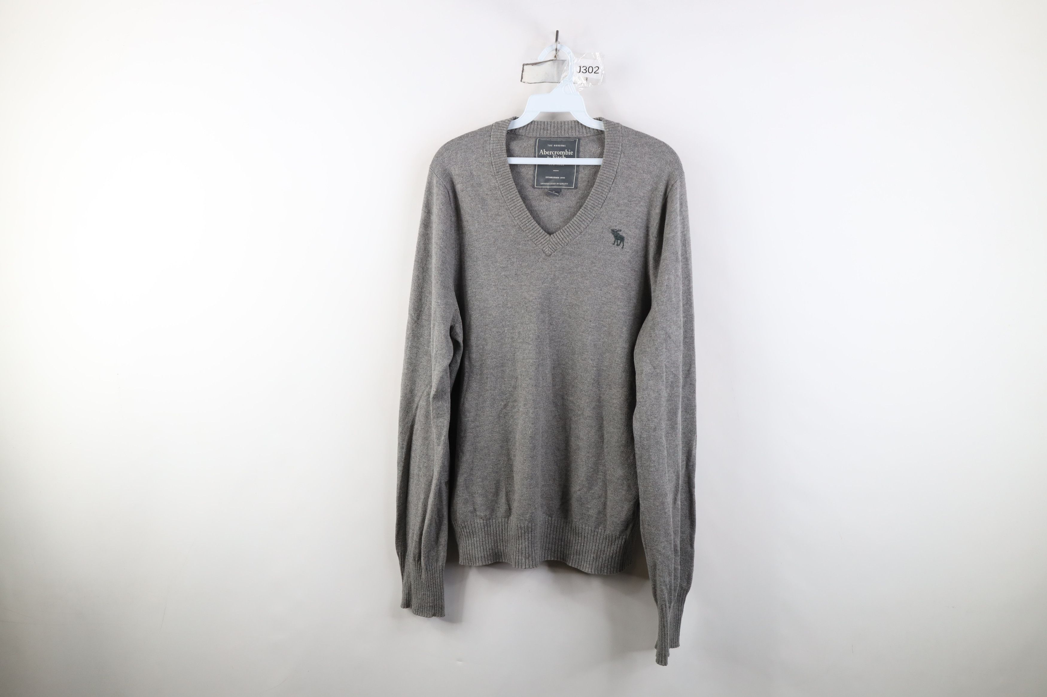 Abercrombie & Fitch Vintage Y2K Abercrombie & Fitch Knit V-Neck Sweater Gray Size US L / EU 52-54 / 3 - 1 Thumbnail