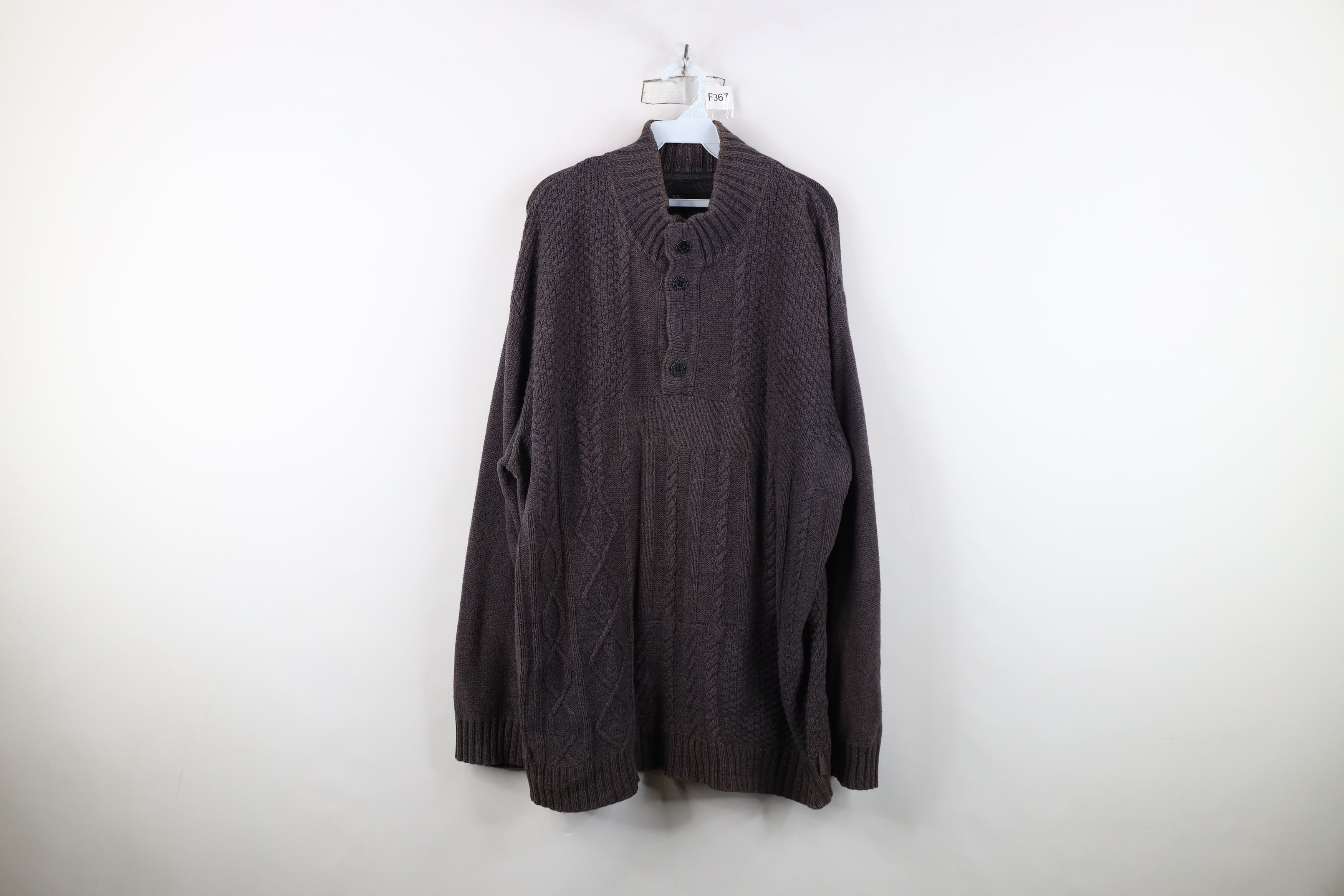 Vintage Buckle BKE Chunky Fisherman Cable Knit Henley Sweater Gray Size US XXL / EU 58 / 5 - 1 Thumbnail