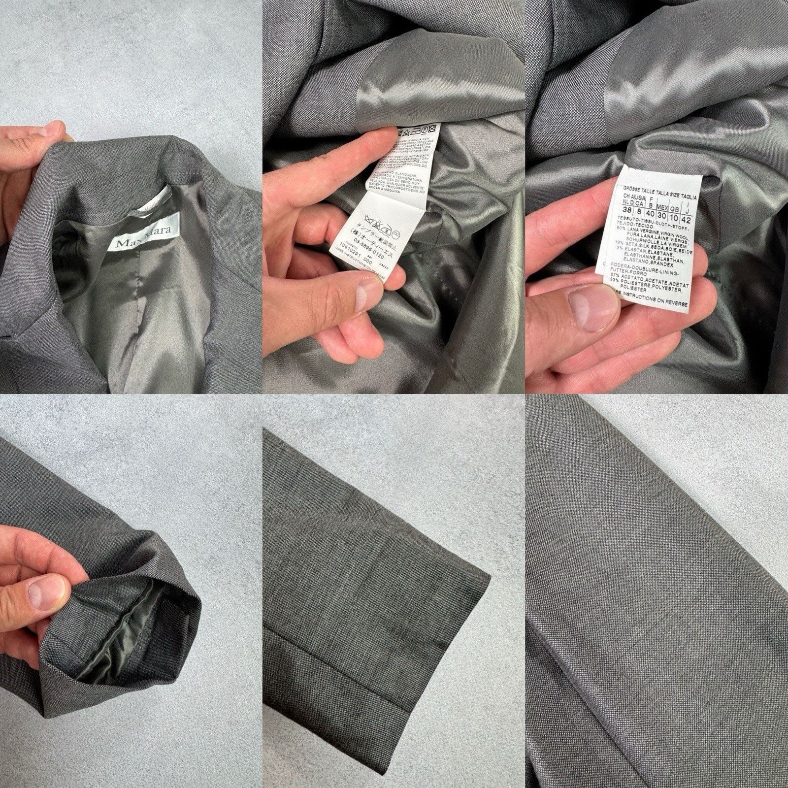 Max Mara Max Mara Women Blazer Jacket Grey IT 42; US 8 Wool/Silk Size M / US 6-8 / IT 42-44 - 23 Thumbnail