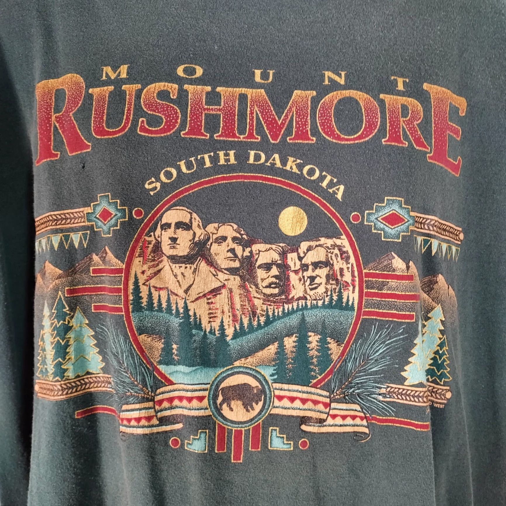 Vintage VINTAGE Mount Rushmore SD South Dakota Shirt XL Green Blue 90s 1990s VTG Logo Miller Total Tee Mens XLarge Shirt Men - 90s VTG Mt Rushmore Graphic? Size US XL / EU 56 / 4 - 2 Thumbnail