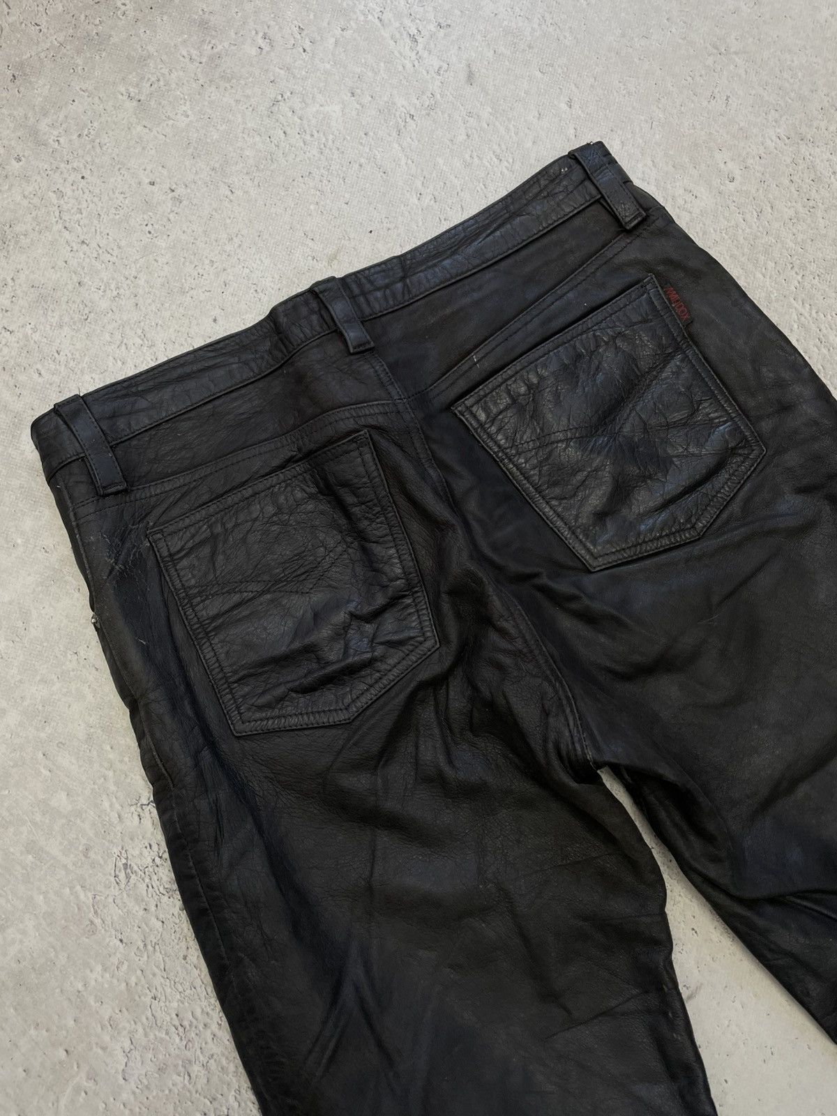 Harley Davidson Marlboro style Black Leather Pants Straight Fit Y2K Moto Size US 32 / EU 48 - 10 Thumbnail