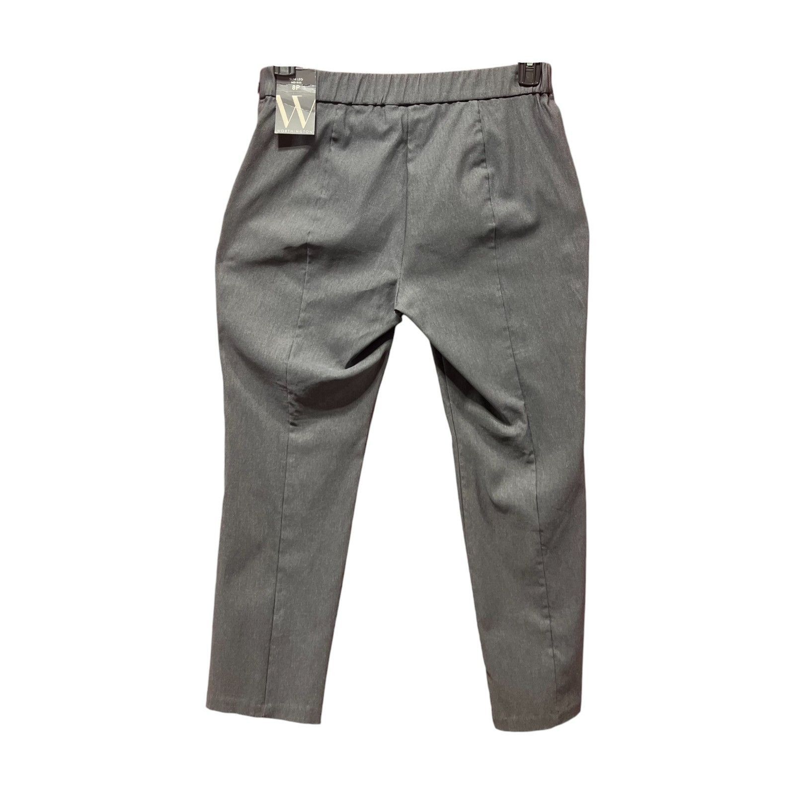 Worthington Worthington - Women's Mid-Rise Slim Leg Pants - Heather Gray Size 30" / US 8 / IT 44 - 2 Thumbnail
