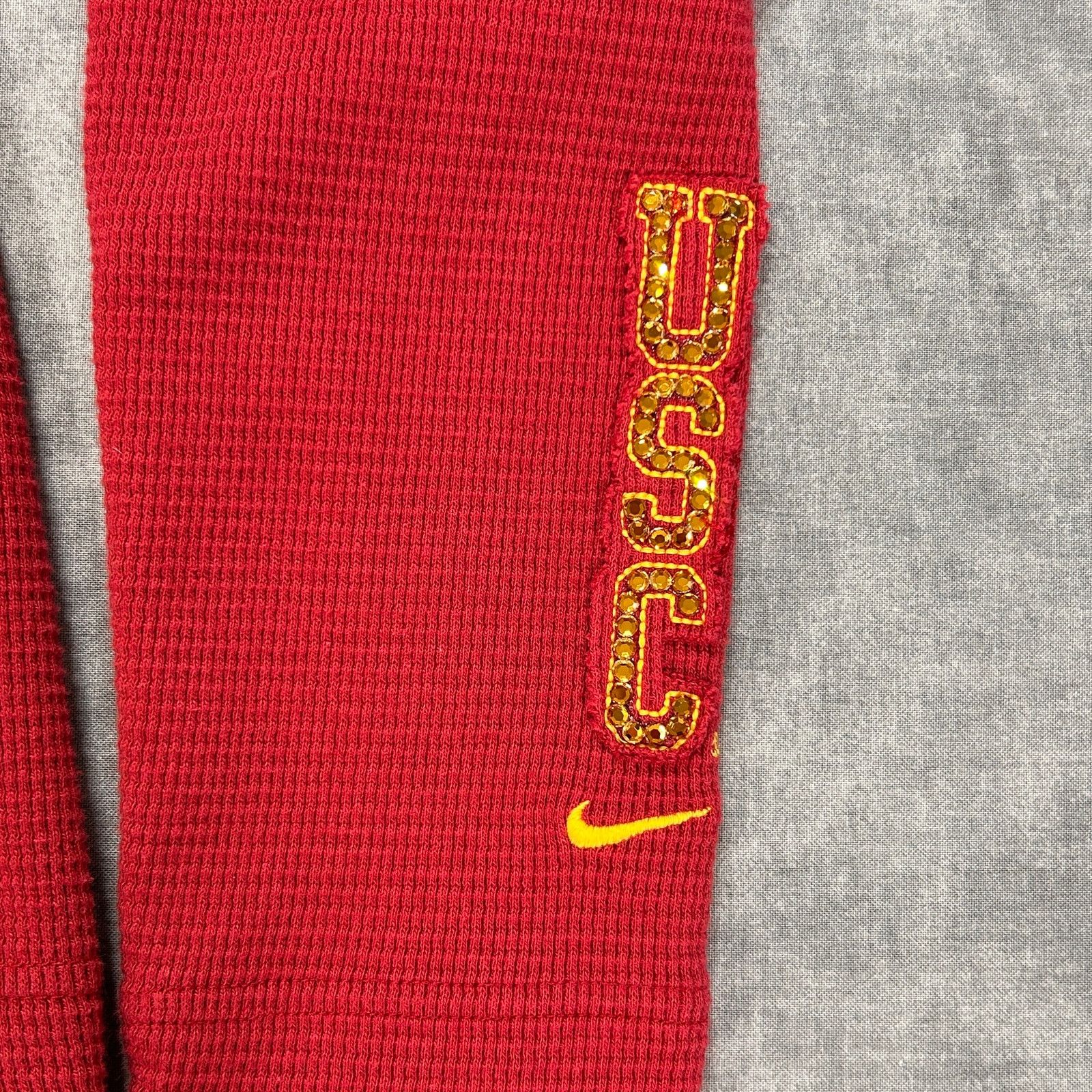 Nike VTG Y2K Nike USC Trojans waffle knit thermal hoodie womens M Size L / US 10 / IT 46 - 3 Thumbnail