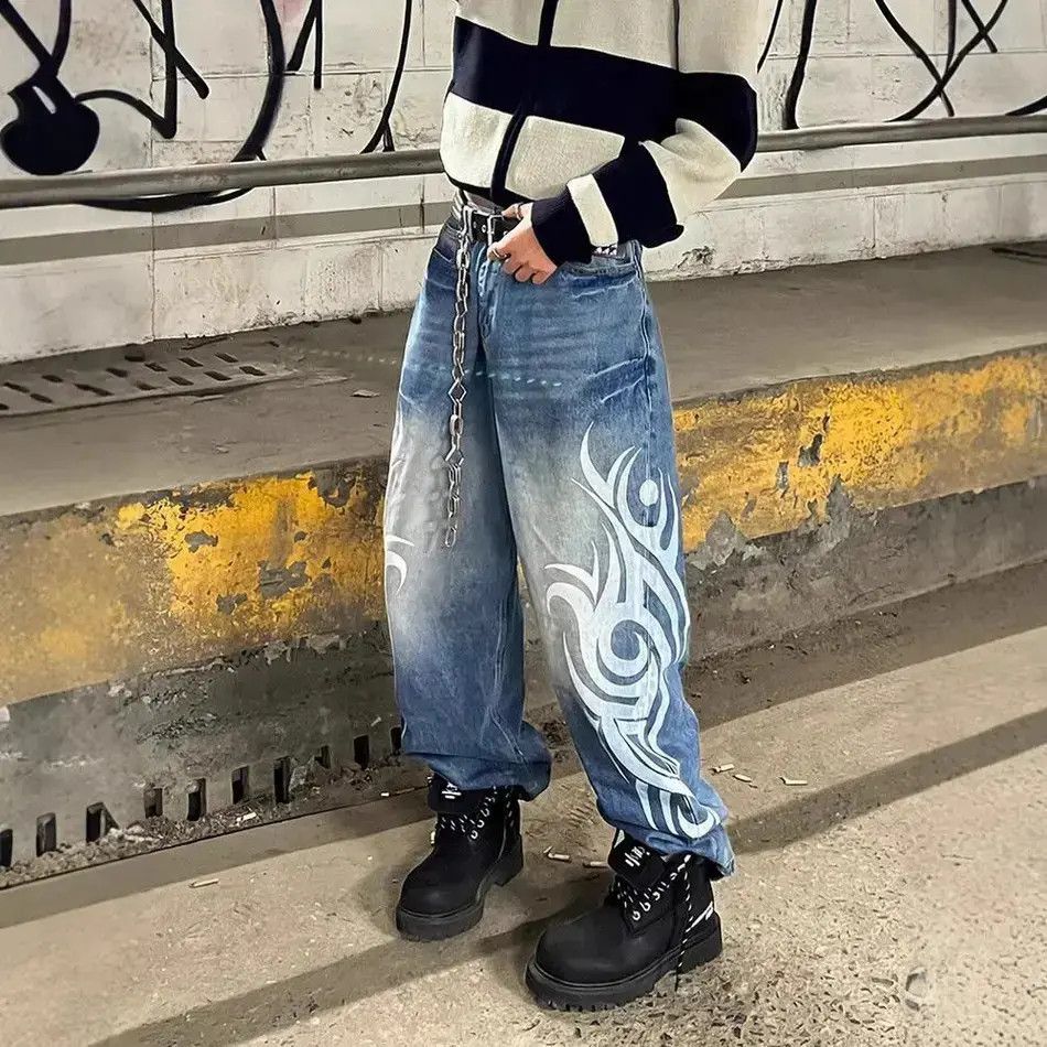 Japanese Brand Vintage wide leg loose print y2k jeans Size US 32 / EU 48 - 1 Thumbnail
