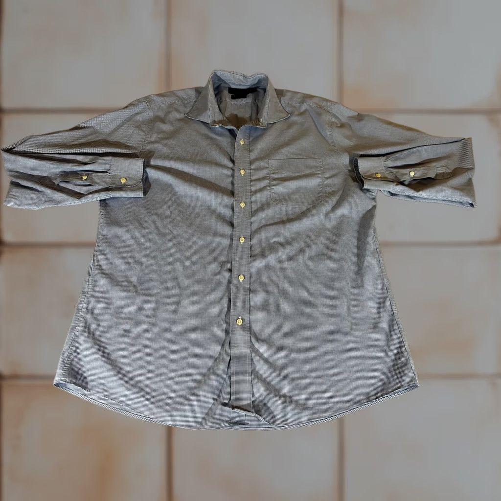 Ralph Lauren Ralph Lauren Dress Shirt Mens XL 17.5 Blue Gingham Slim Non-Iron Business Shirt Mens 17.5 Neck 36/37 Sleeve Size 48R - 1 Thumbnail