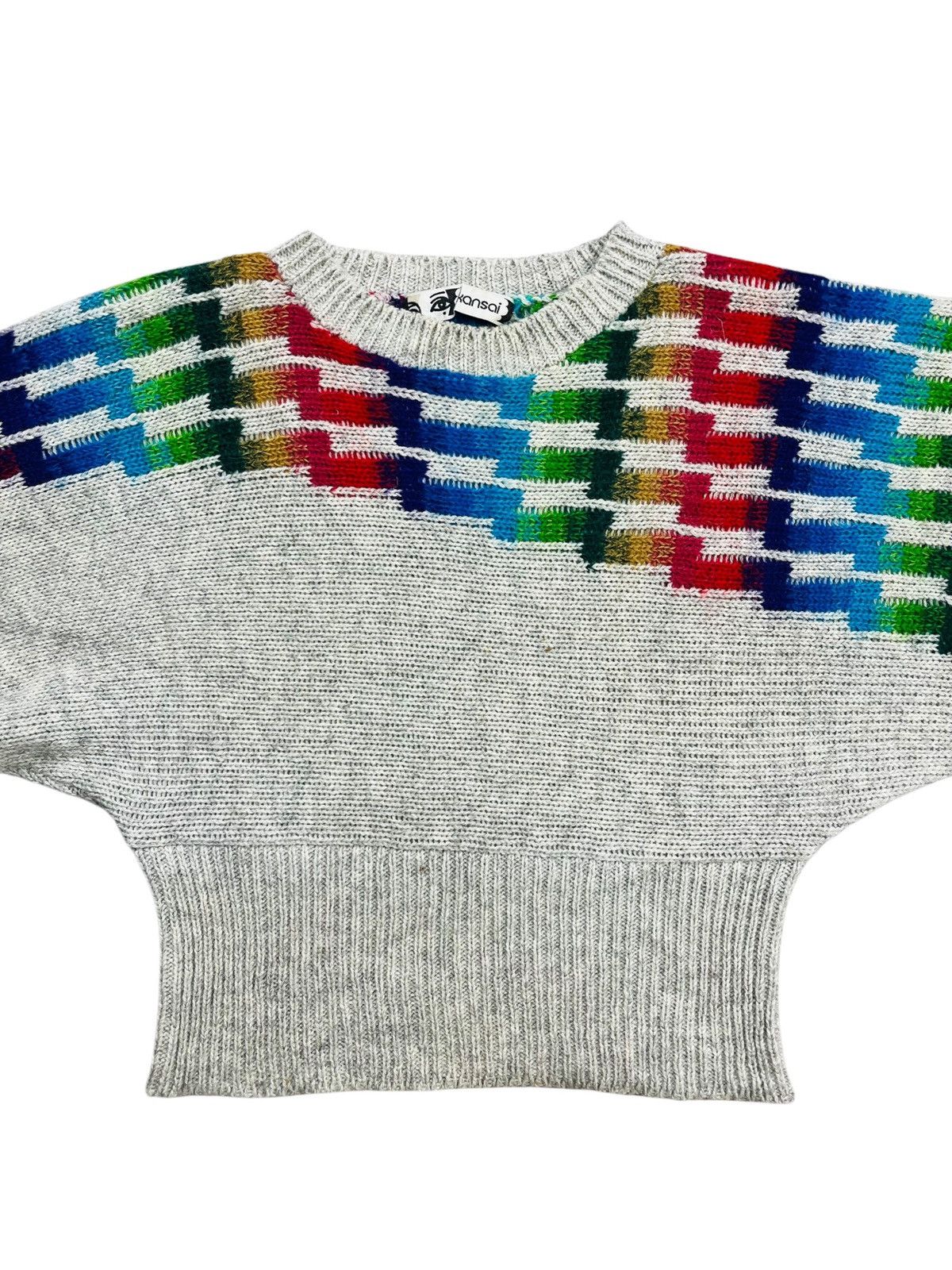 Kansai Yamamoto 1980s Kansai Eye - David Bowie Intarsia Knitted Sweate Size US M / EU 48-50 / 2 - 6 Thumbnail