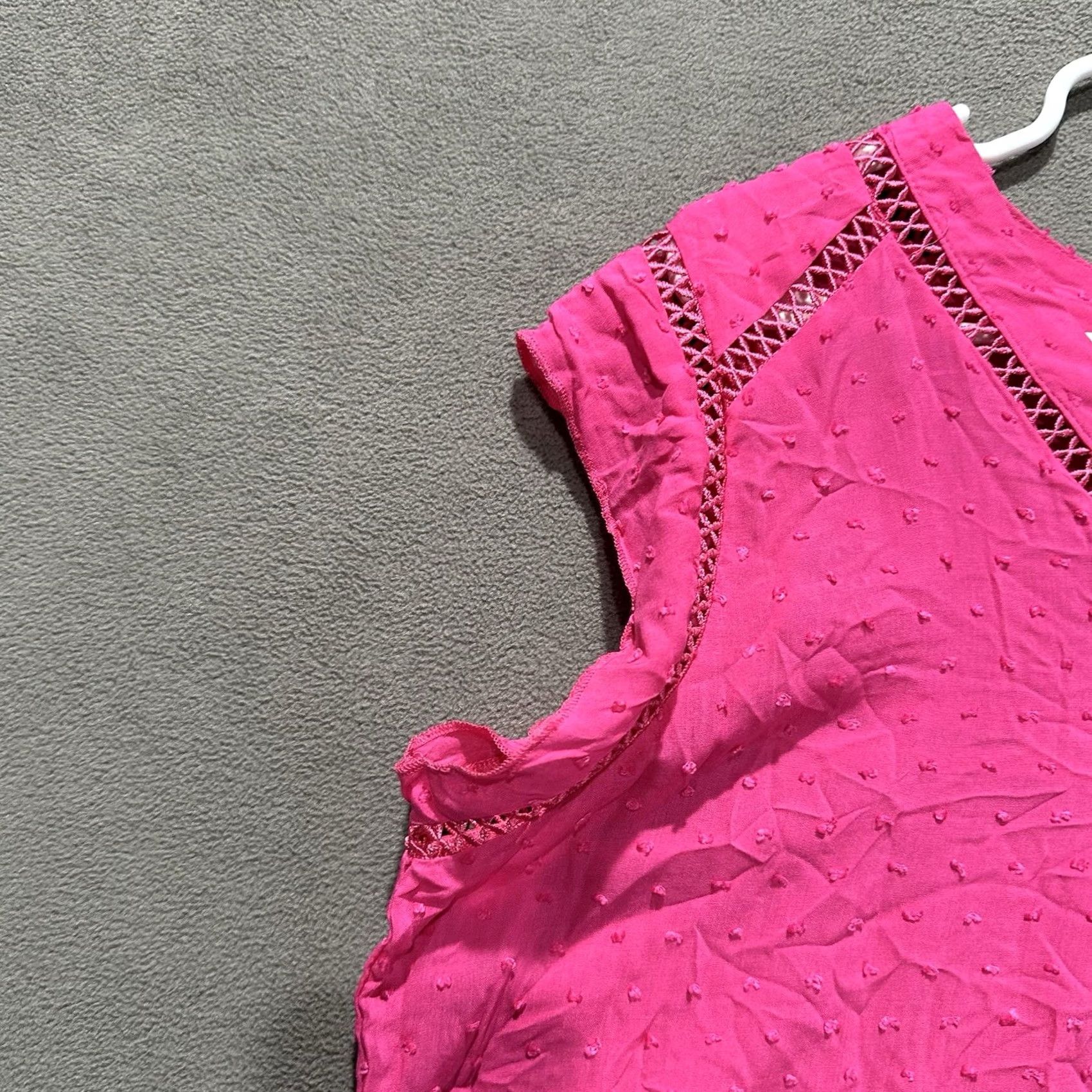 Vintage Cato Blouse Women Large Pink Polka Dot V-Neck Cap Sleeve 100% Rayon Size L / US 10 / IT 46 - 6 Thumbnail