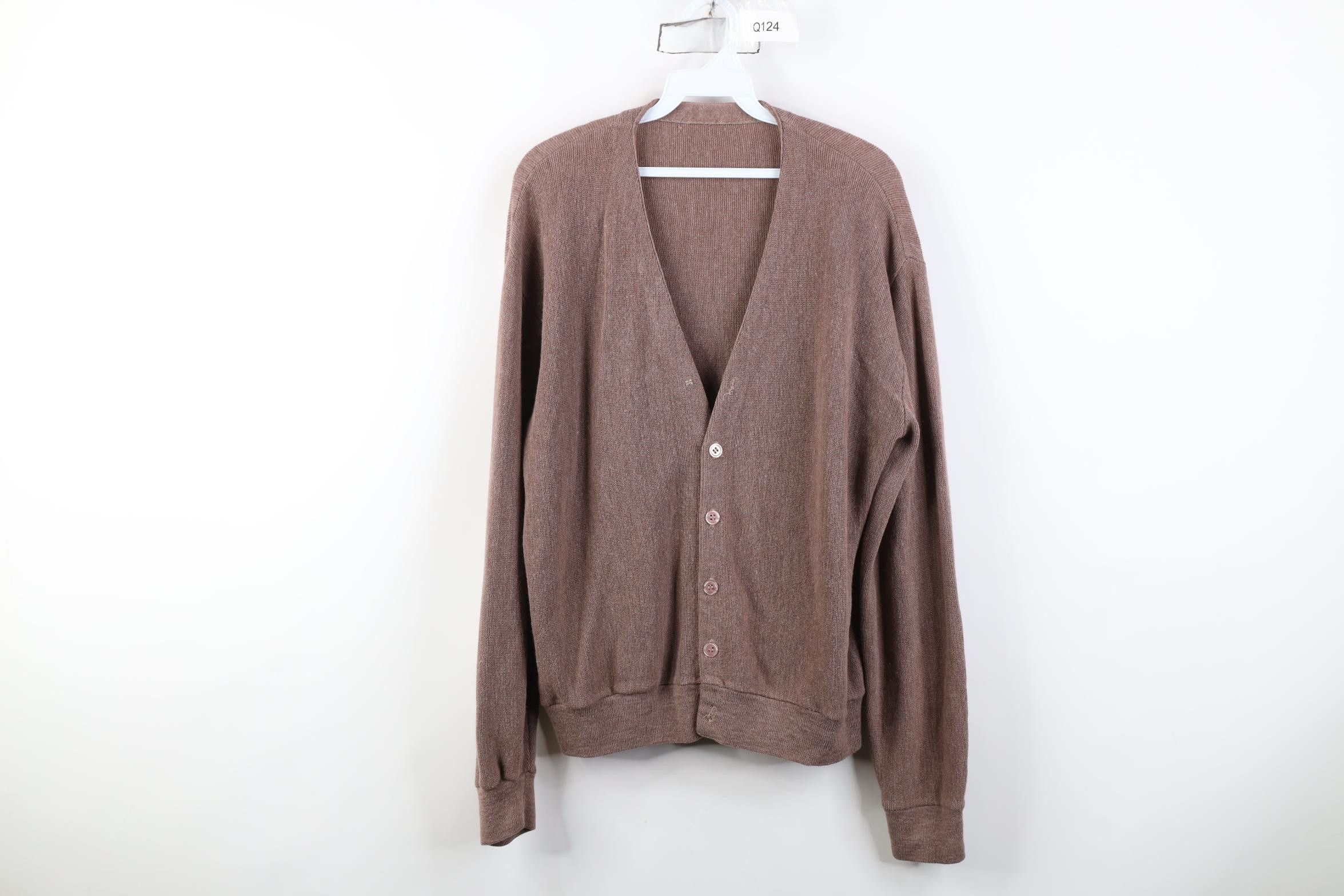 Vintage Vintage 60s Streetwear Cobain Knit Cardigan Sweater Brown Size US M / EU 48-50 / 2 - 1 Thumbnail