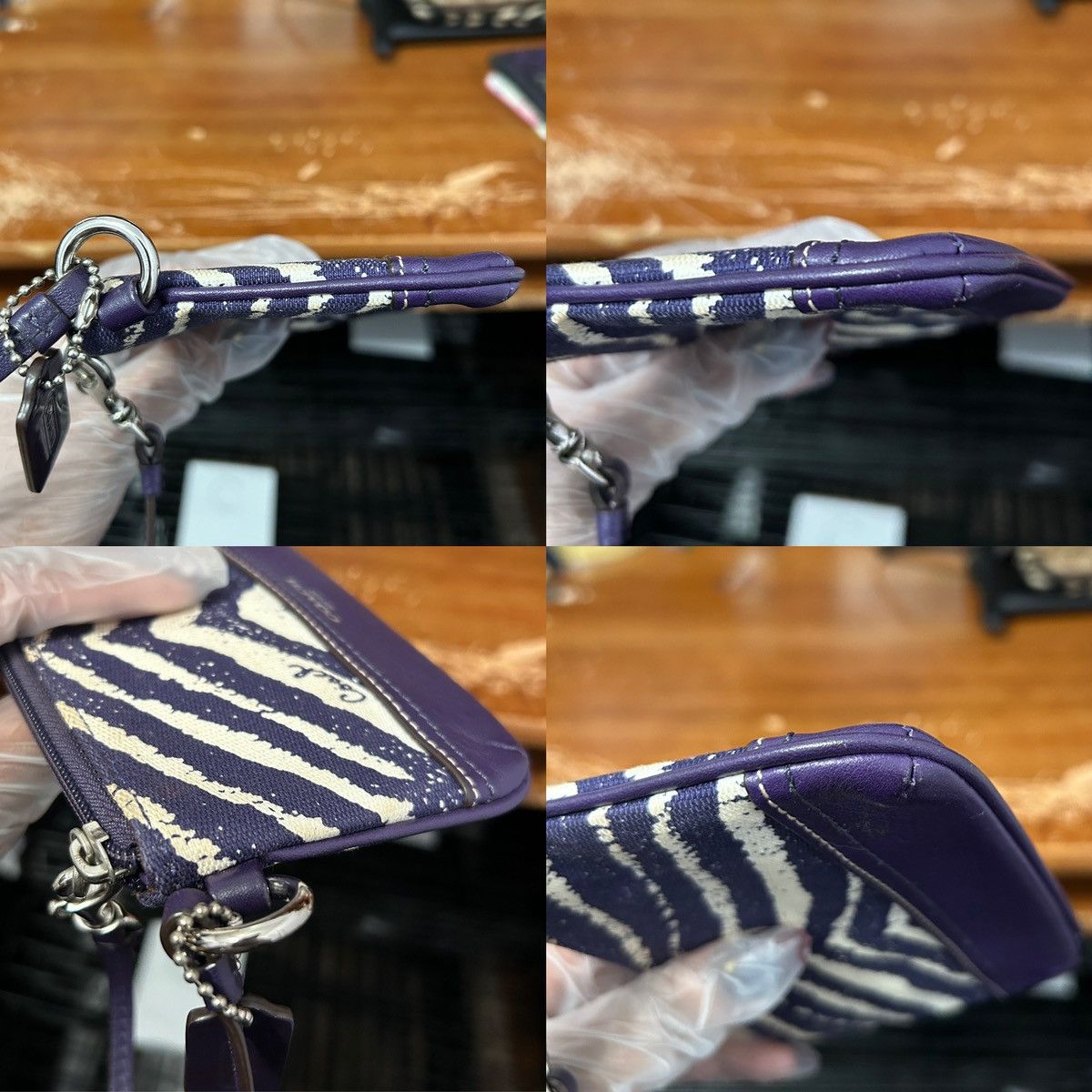 Coach Coach Purple And Cream Artsy Abstract Wristlet - “Samia” Size ONE SIZE - 16 Thumbnail