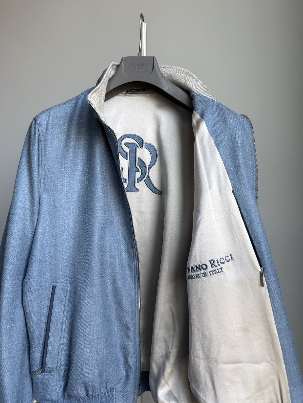 Stefano Ricci RRP~$5790 Stefano Ricci Wool Silk Linen Bomber Jacket Zip Size US L / EU 52-54 / 3 - 15 Thumbnail