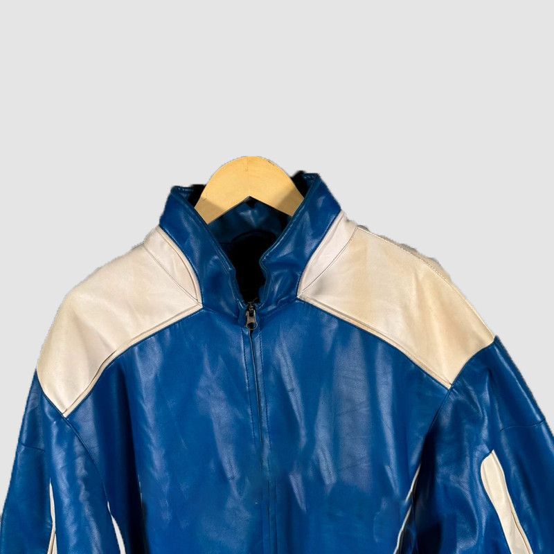 Genuine Leather 🔥💀 BLUE LEATHER JACKET OVERSIZED STREETWEAR Size US L / EU 52-54 / 3 - 3 Thumbnail